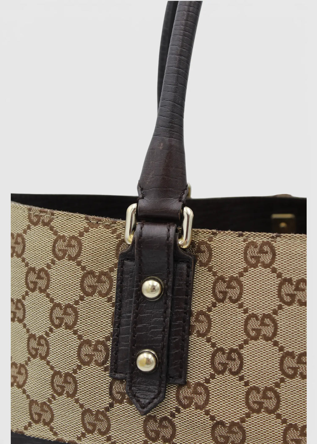 Preloved | Gucci GG Monogram Totebag D-Ring med Brun Læder