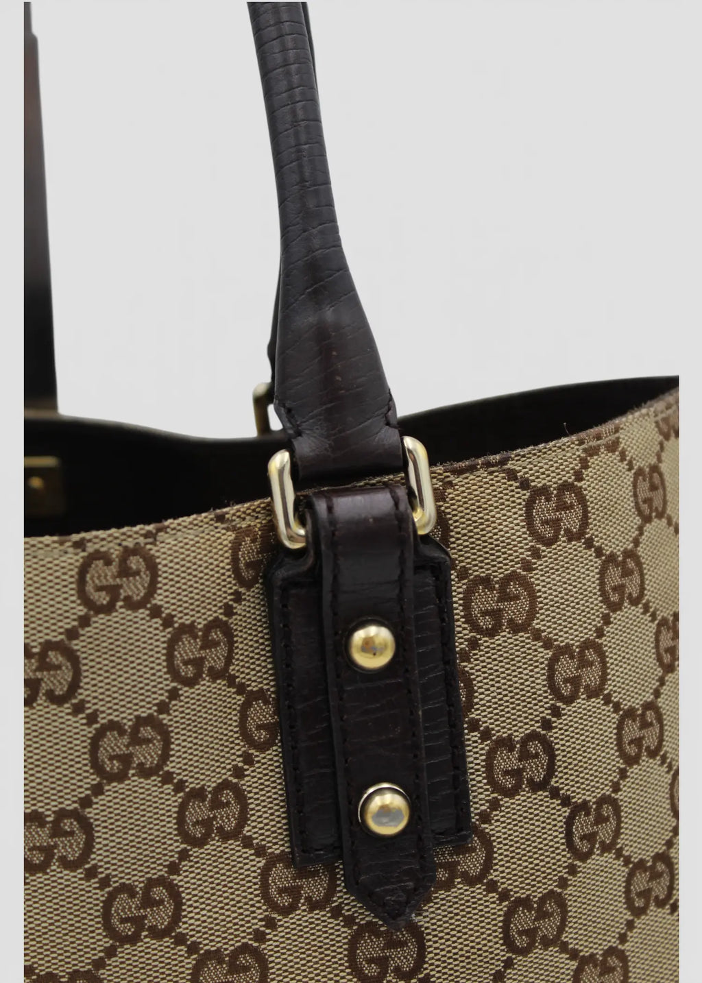 Preloved | Gucci GG Monogram Totebag D-Ring med Brun Læder