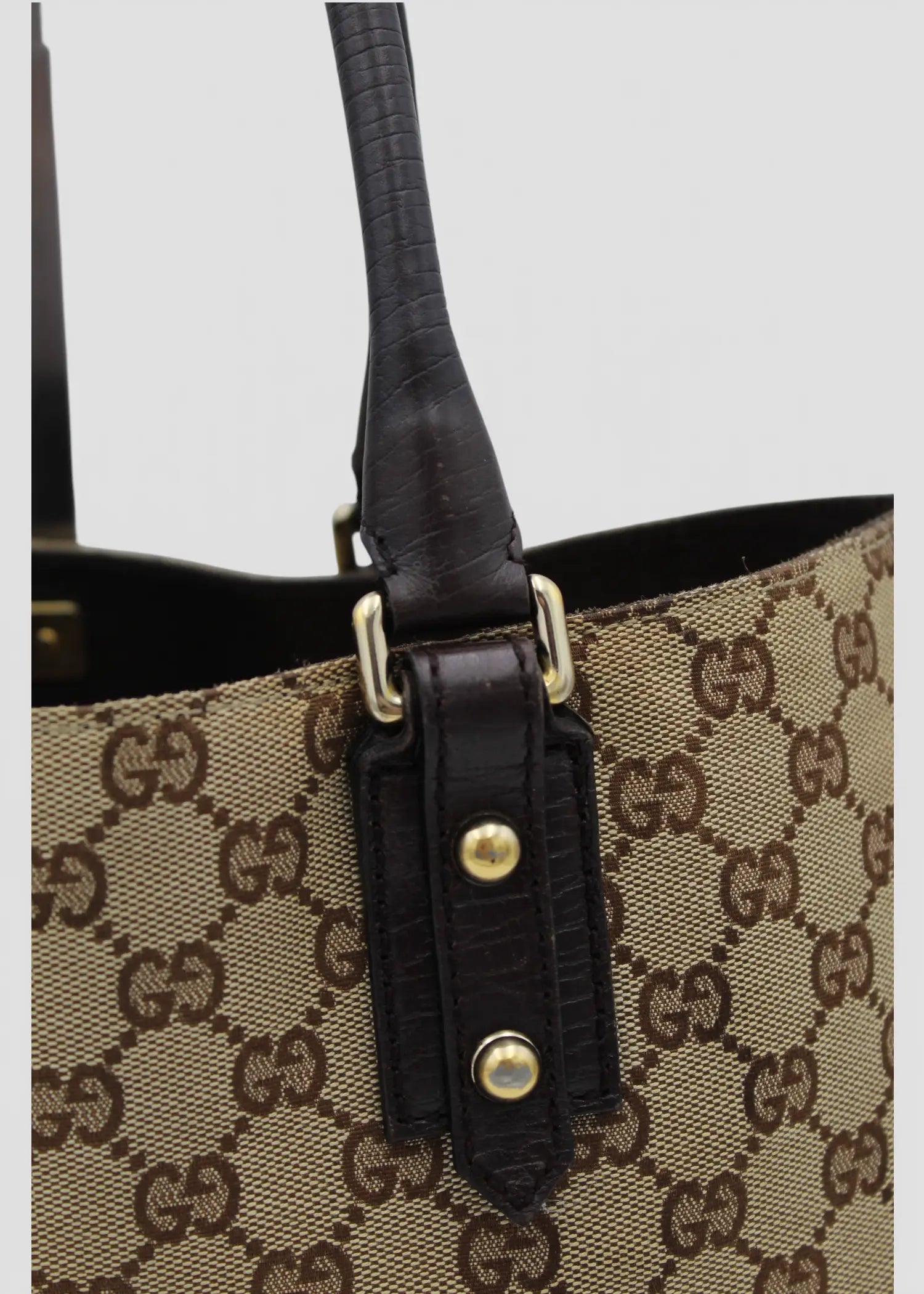 Preloved | Gucci GG Monogram Totebag D-Ring med Brun Læder