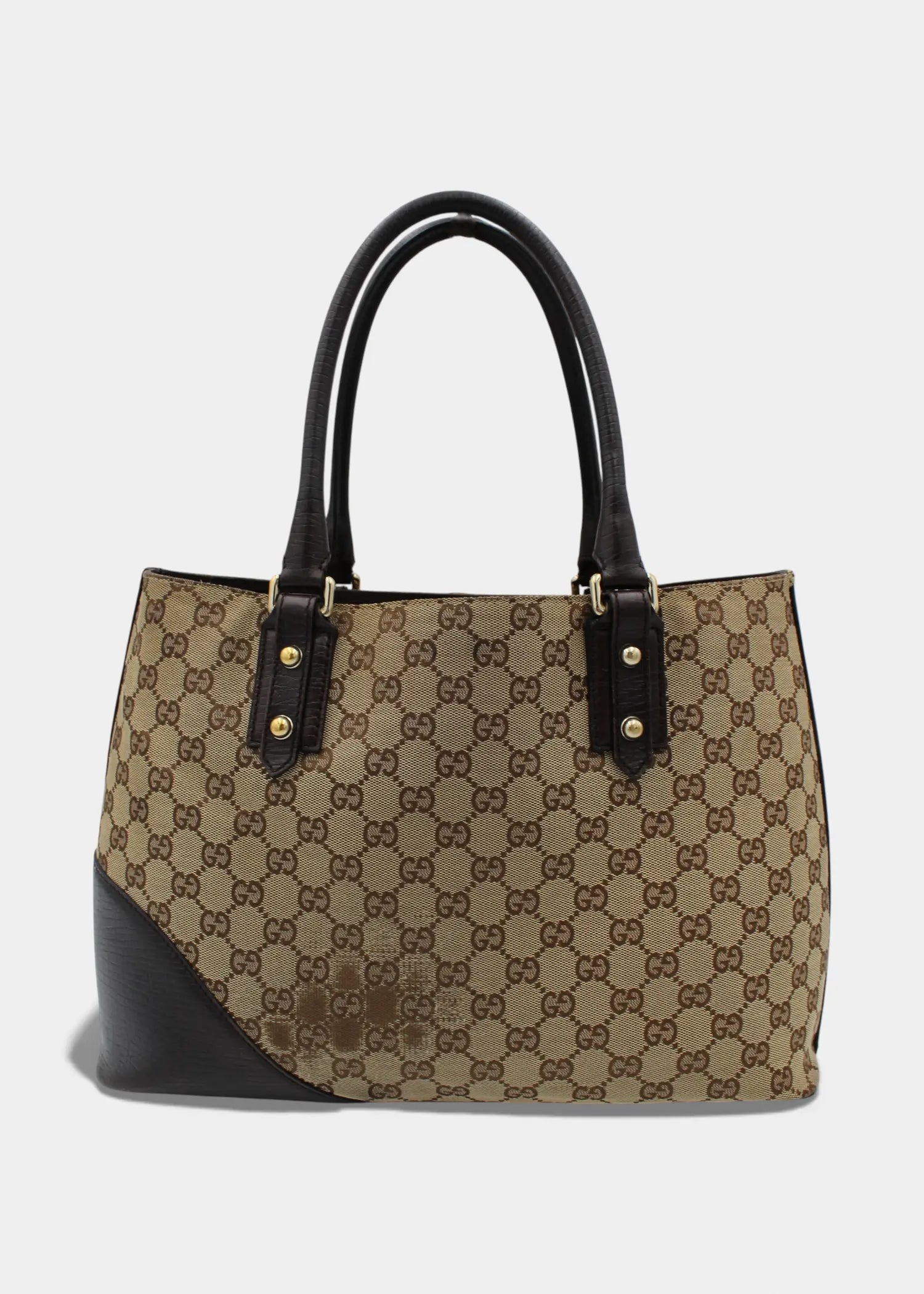 Preloved | Gucci GG Monogram Totebag D-Ring med Brun Læder