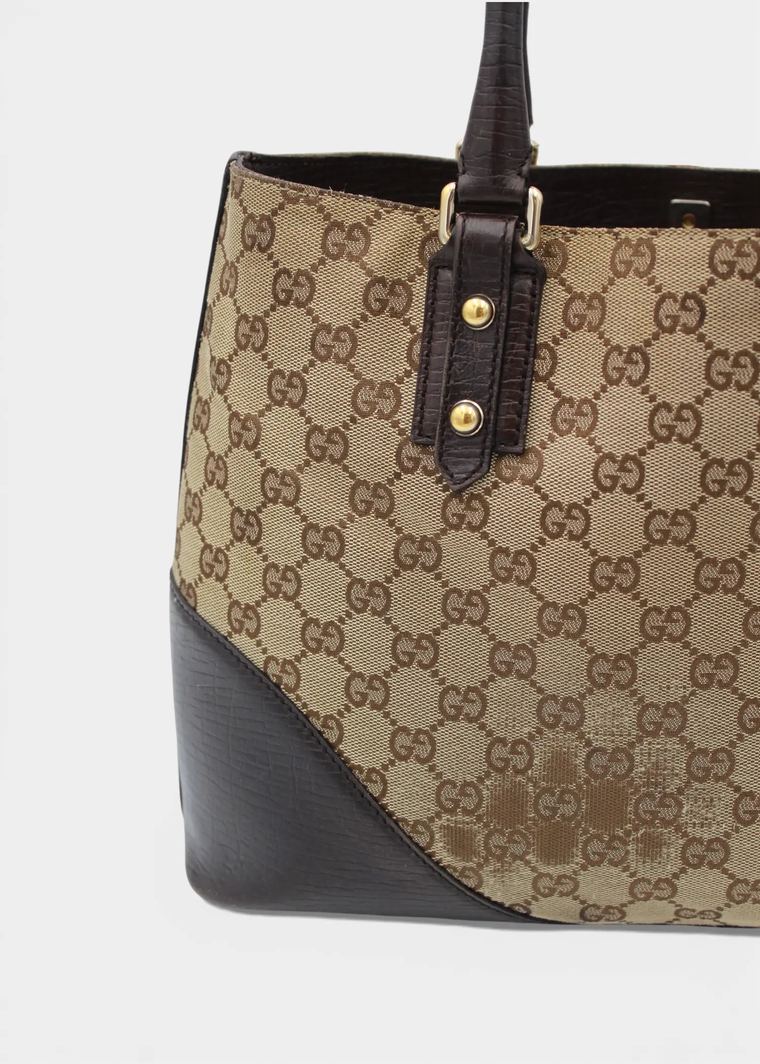 Preloved | Gucci GG Monogram Totebag D-Ring med Brun Læder