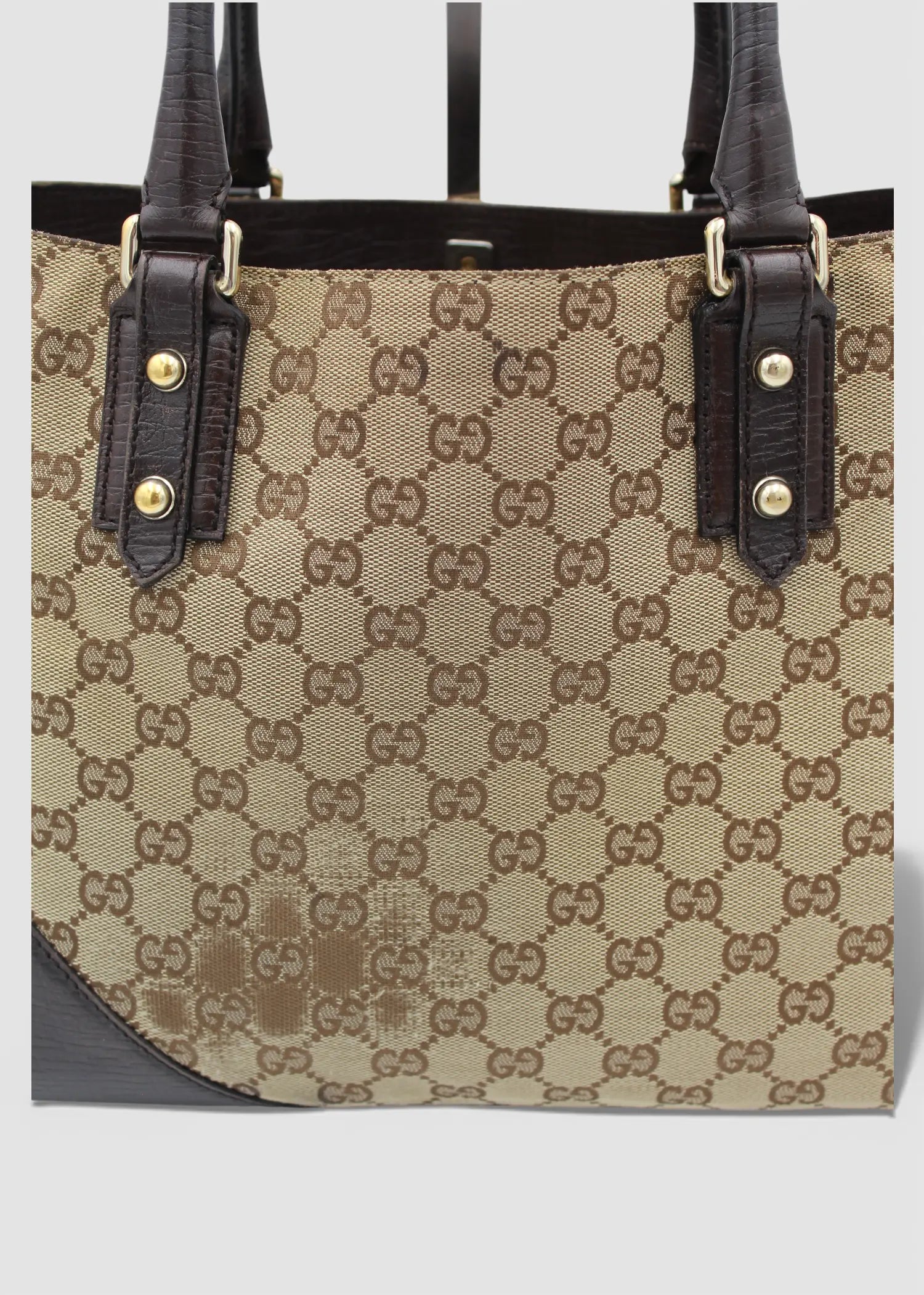 Preloved | Gucci GG Monogram Totebag D-Ring med Brun Læder