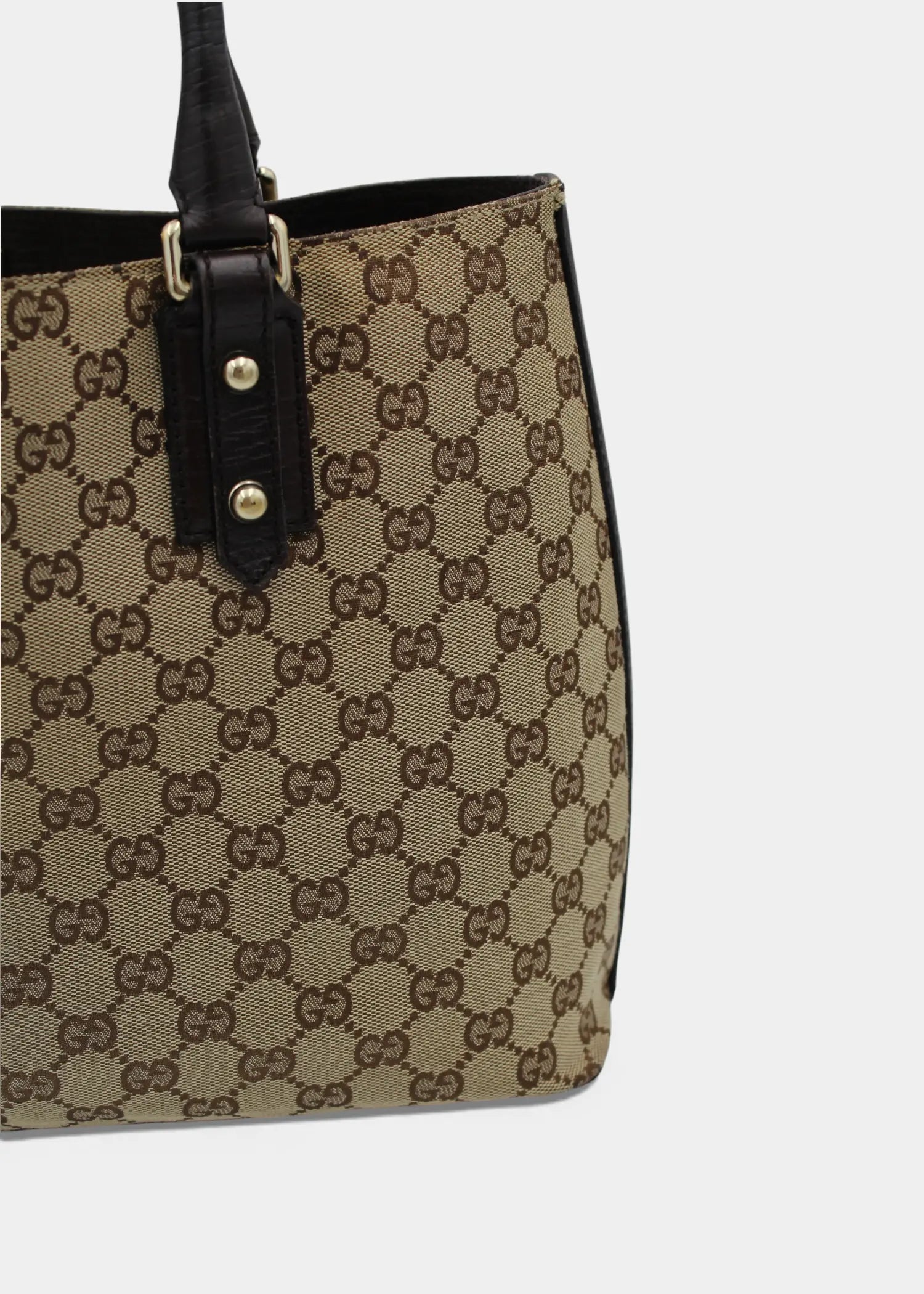 Preloved | Gucci GG Monogram Totebag D-Ring med Brun Læder