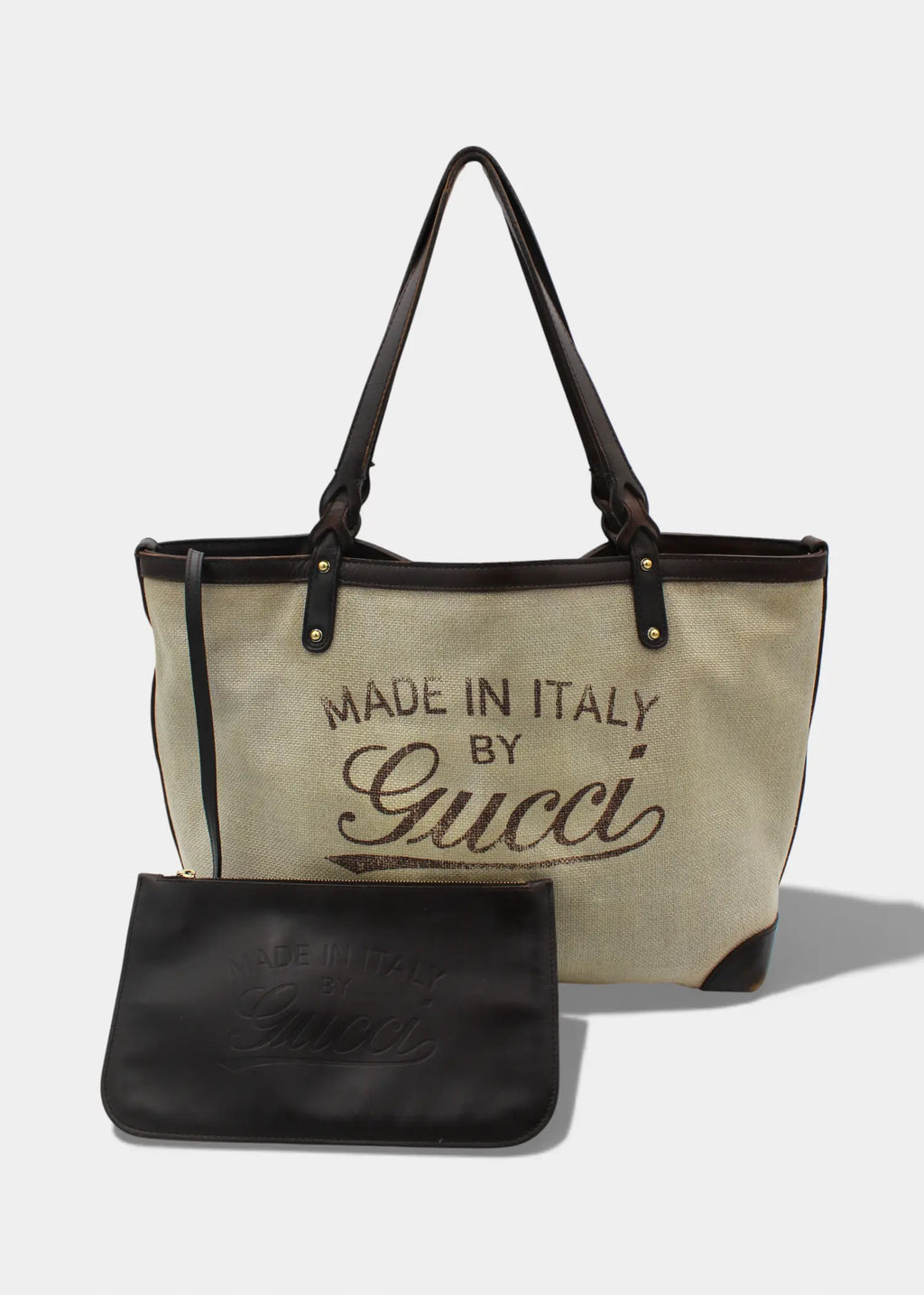 Preloved | Gucci GG Hvid Canvas Totebag 'Made In Italy' med Pouch