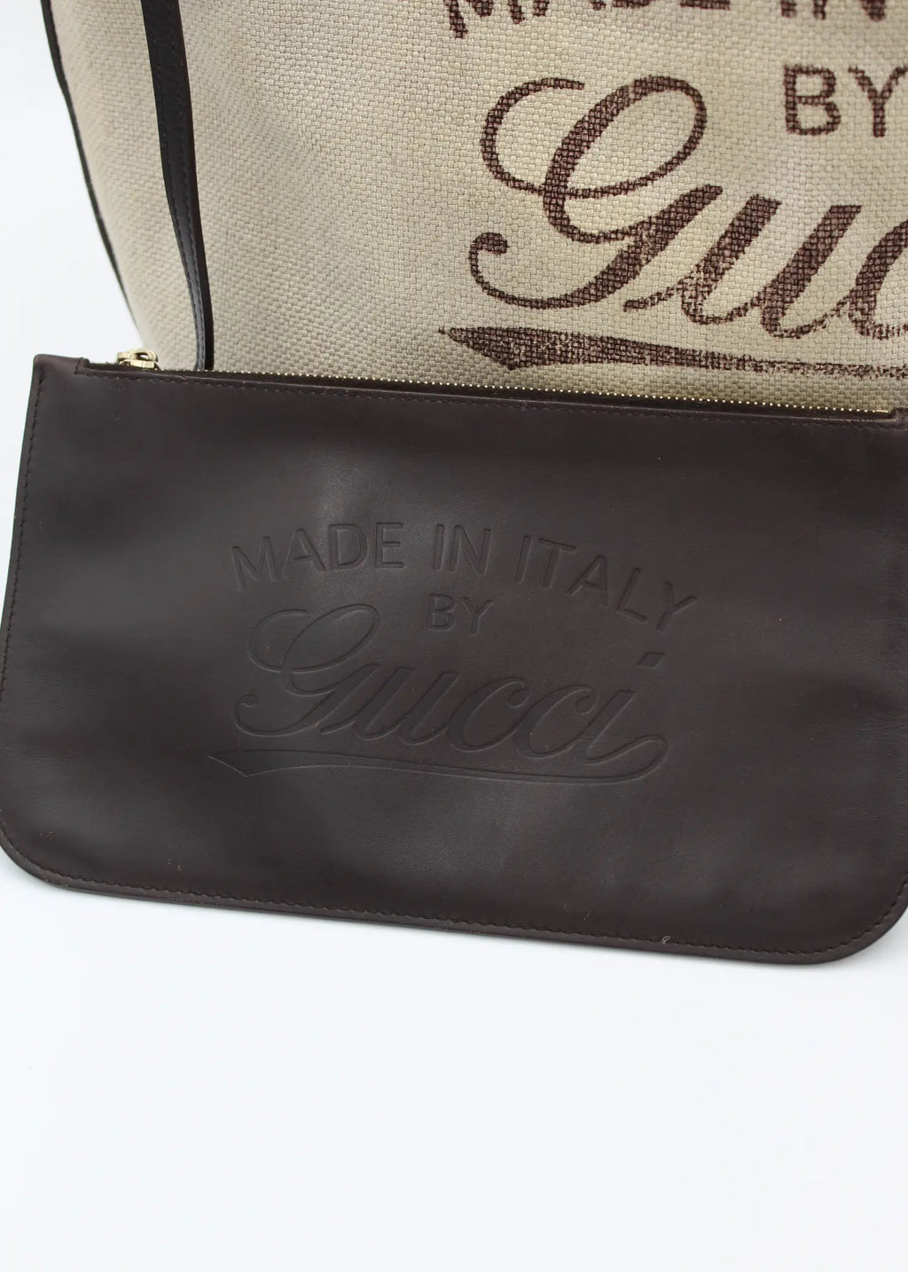 Preloved | Gucci GG Hvid Canvas Totebag 'Made In Italy' med Pouch