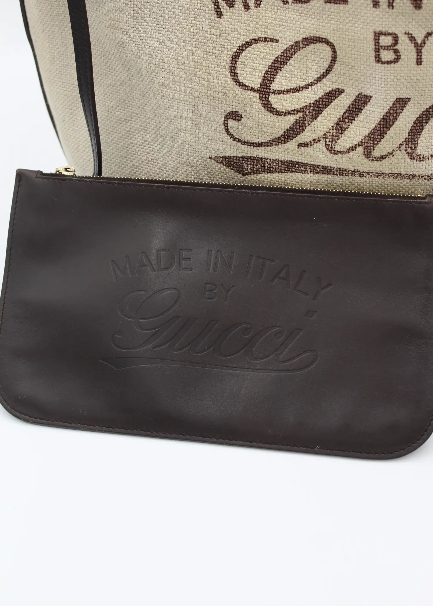 Preloved | Gucci GG Hvid Canvas Totebag 'Made In Italy' med Pouch