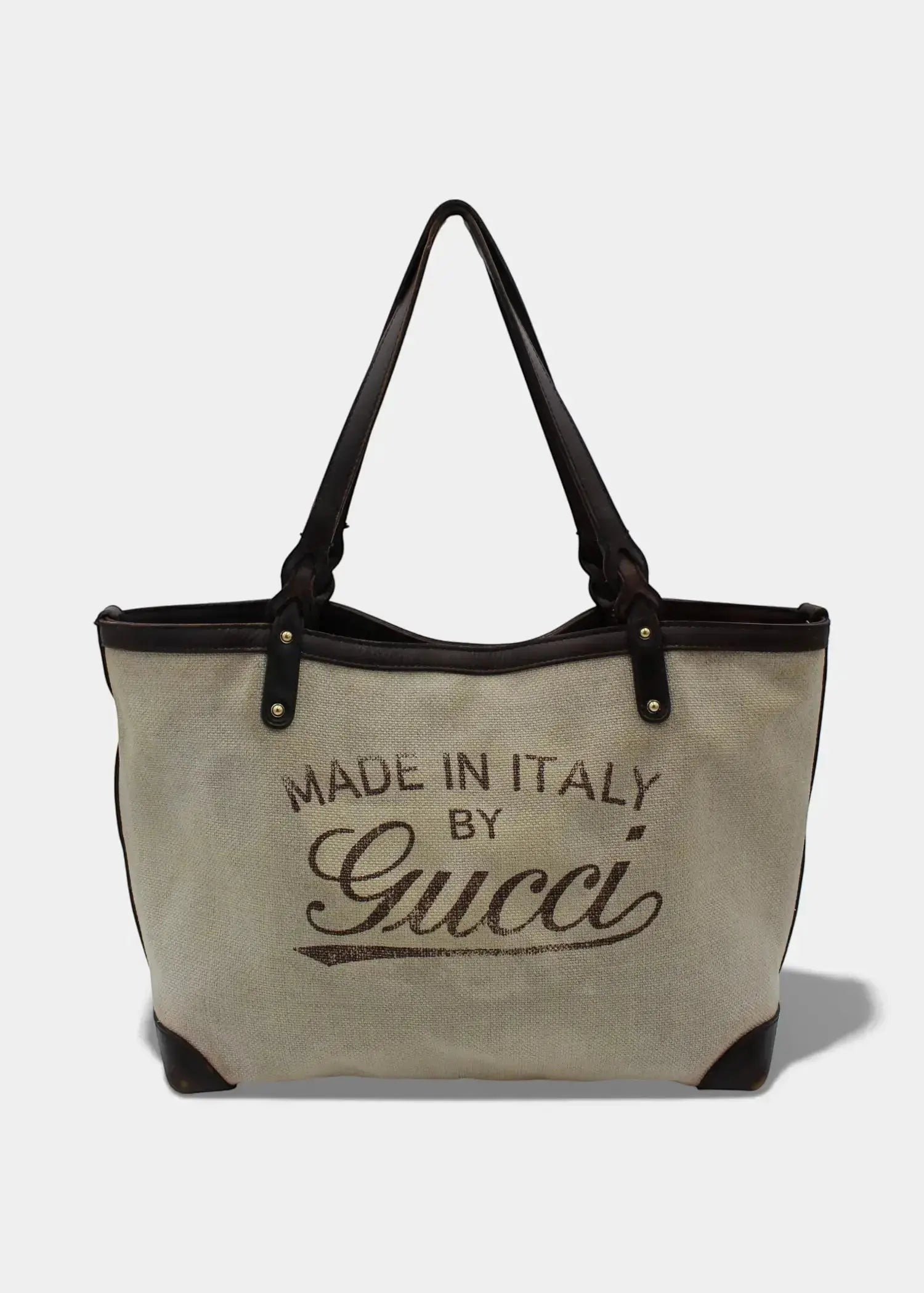 Preloved | Gucci Hvid Canvas Totebag 'Made In Italy' med Pouch Gucci