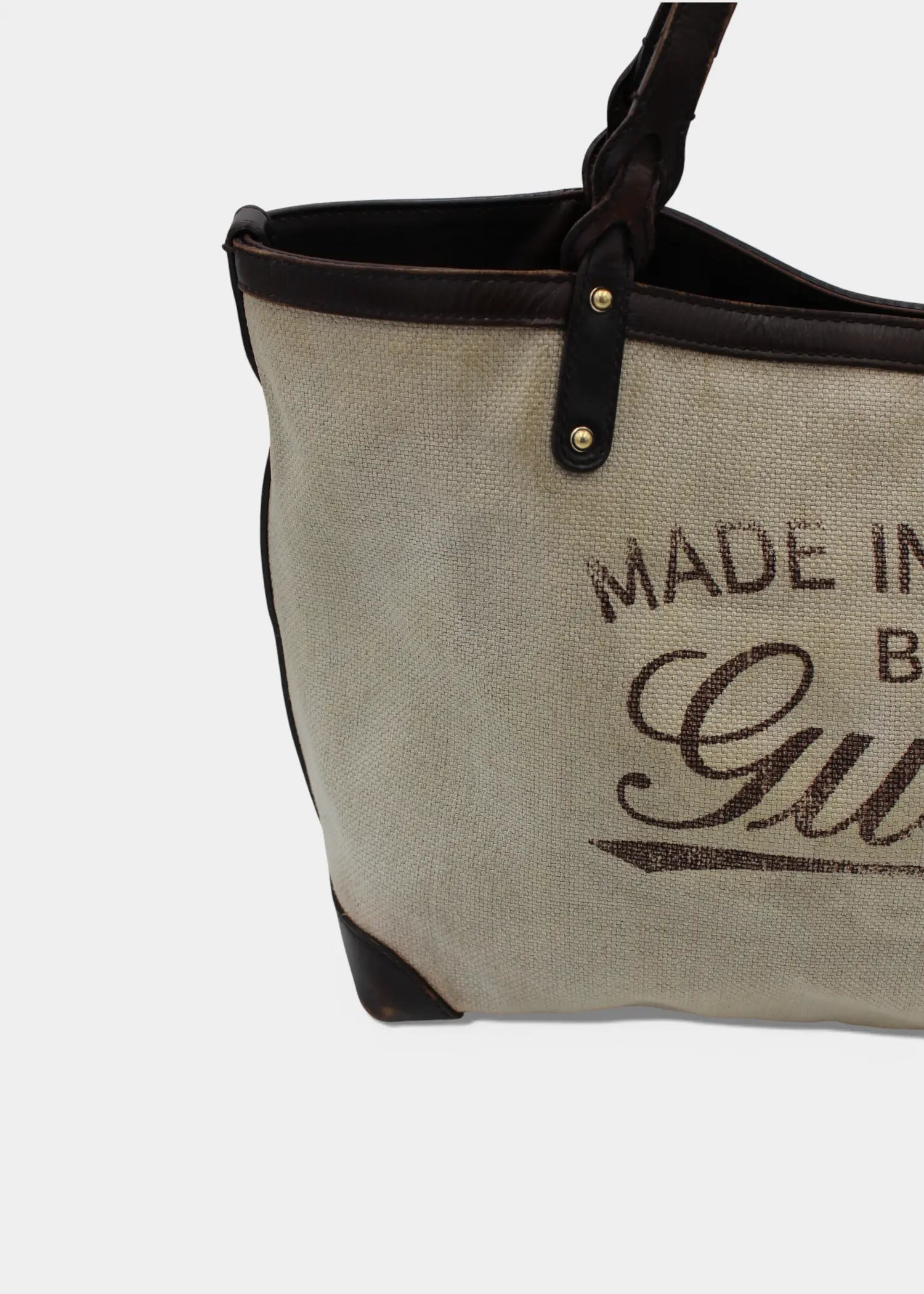 Preloved | Gucci GG Hvid Canvas Totebag 'Made In Italy' med Pouch