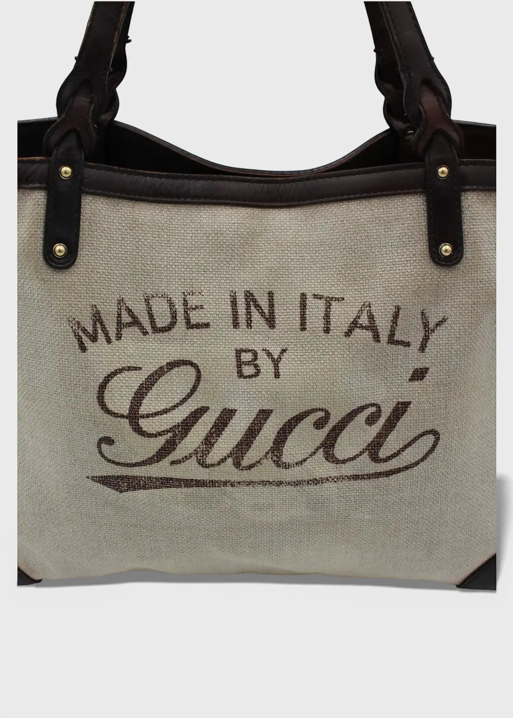 Preloved | Gucci Hvid Canvas Totebag 'Made In Italy' med Pouch Gucci