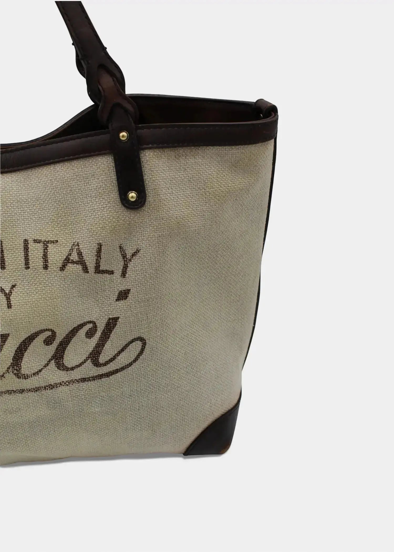 Preloved | Gucci Hvid Canvas Totebag 'Made In Italy' med Pouch Gucci