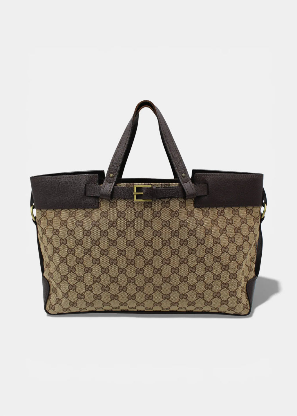 Preloved | Gucci GG Monogram Håndtaske med Brun Læder