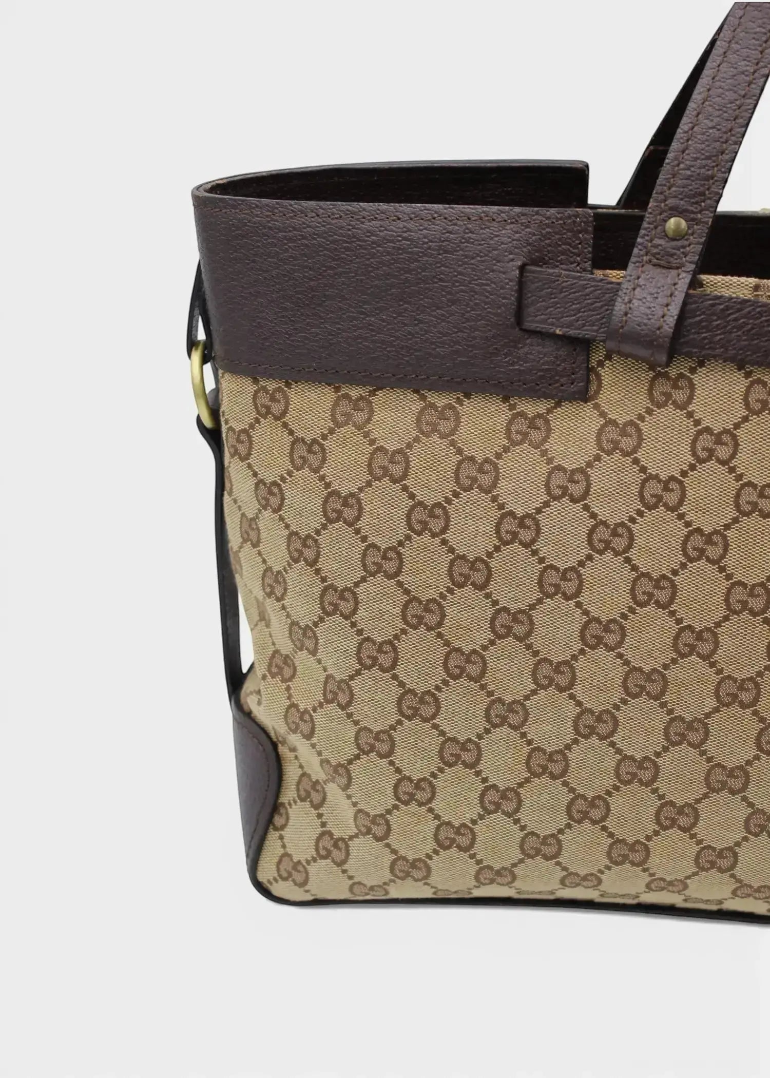 Preloved | Gucci GG Monogram Håndtaske med Brun Læder Gucci