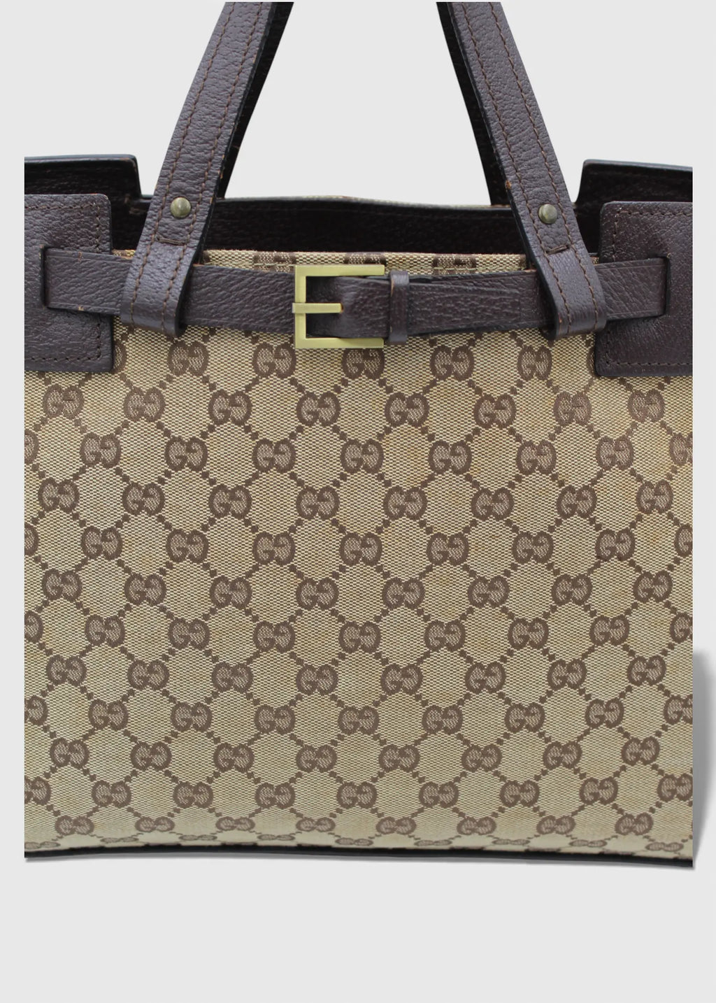 Preloved | Gucci GG Monogram Håndtaske med Brun Læder