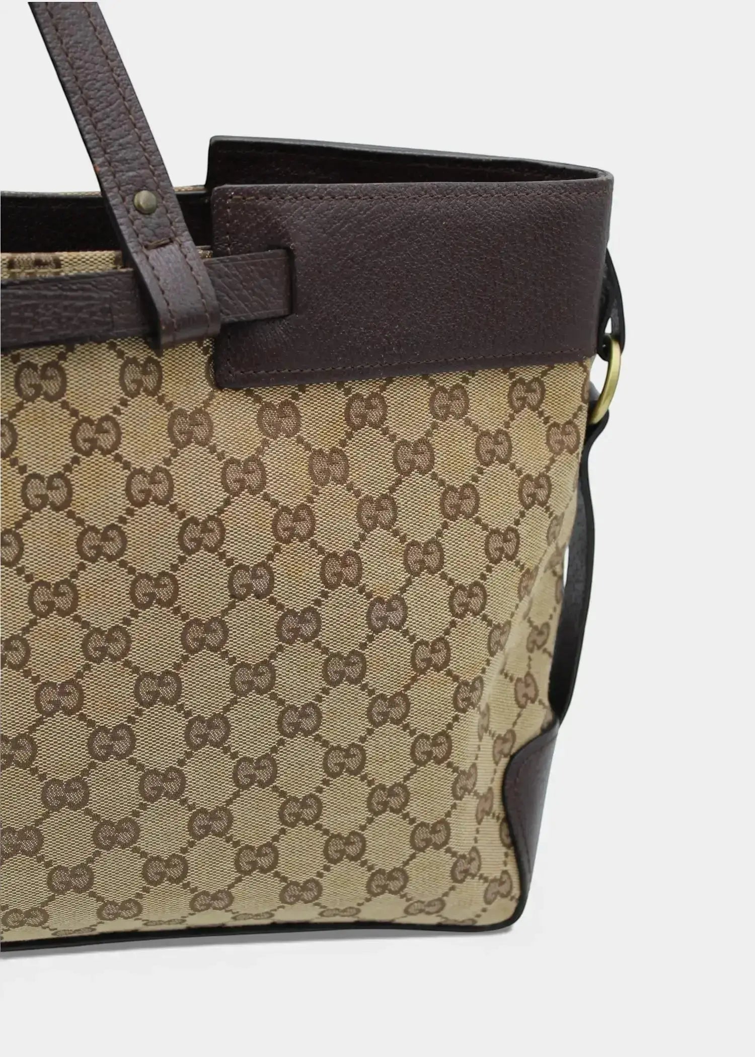 Preloved | Gucci GG Monogram Håndtaske med Brun Læder Gucci