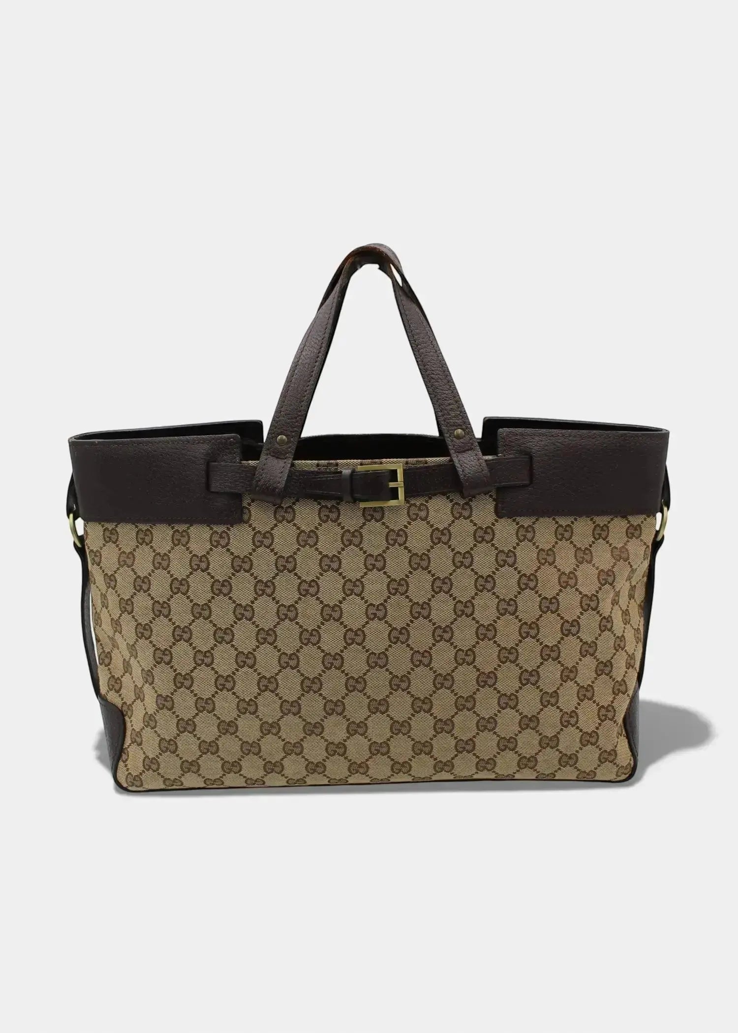 Preloved | Gucci GG Monogram Håndtaske med Brun Læder Gucci