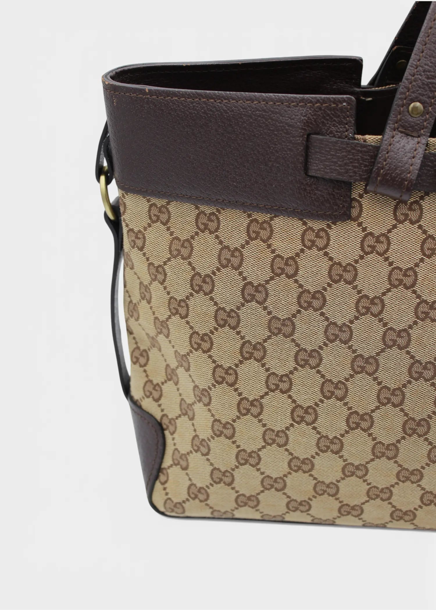 Preloved | Gucci GG Monogram Håndtaske med Brun Læder