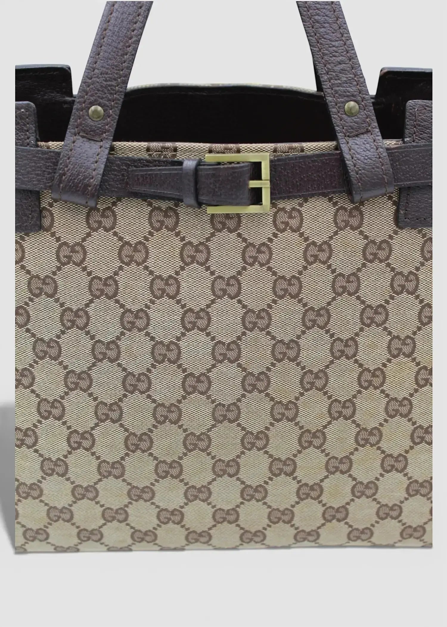 Preloved | Gucci GG Monogram Håndtaske med Brun Læder Gucci