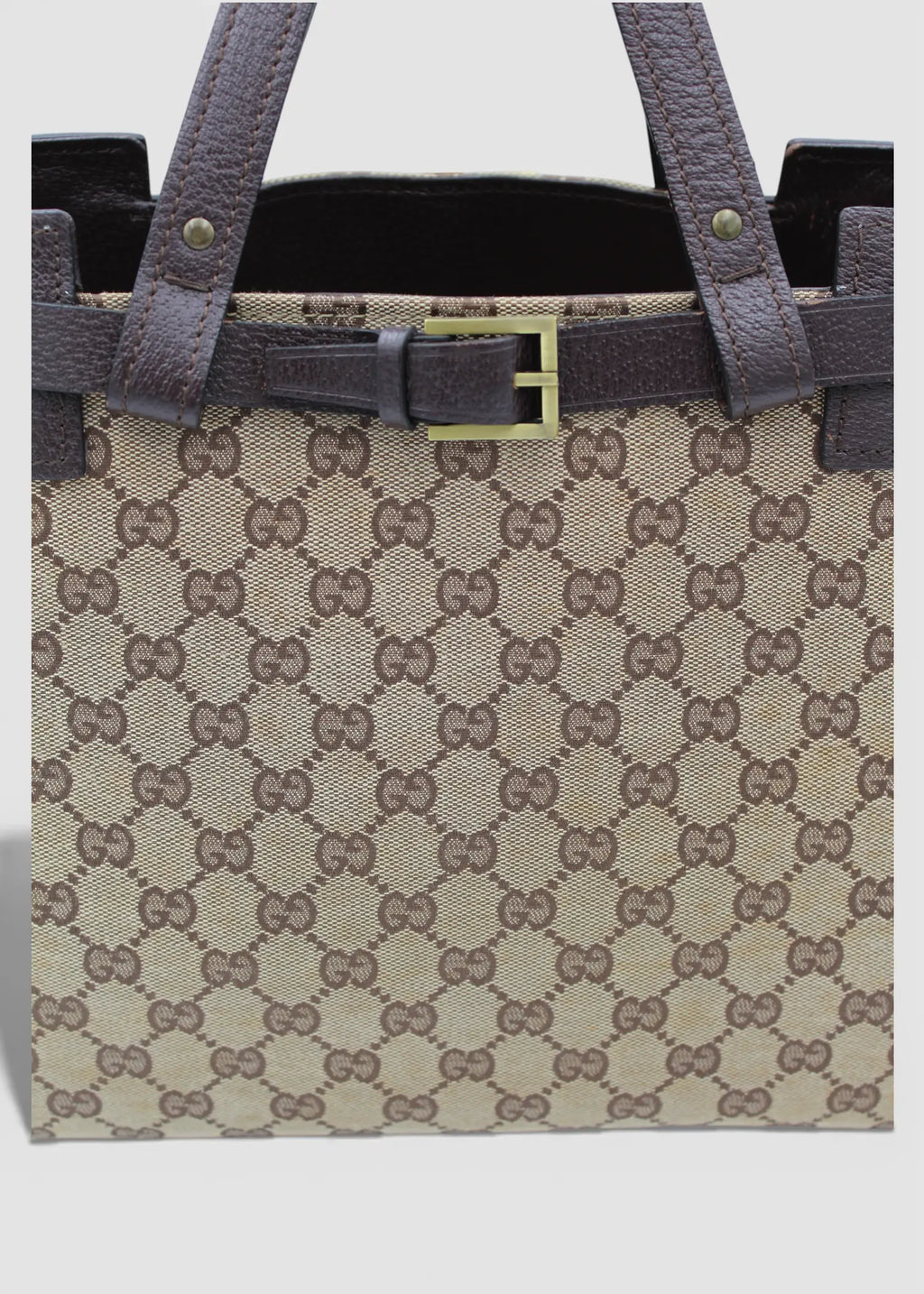 Preloved | Gucci GG Monogram Håndtaske med Brun Læder