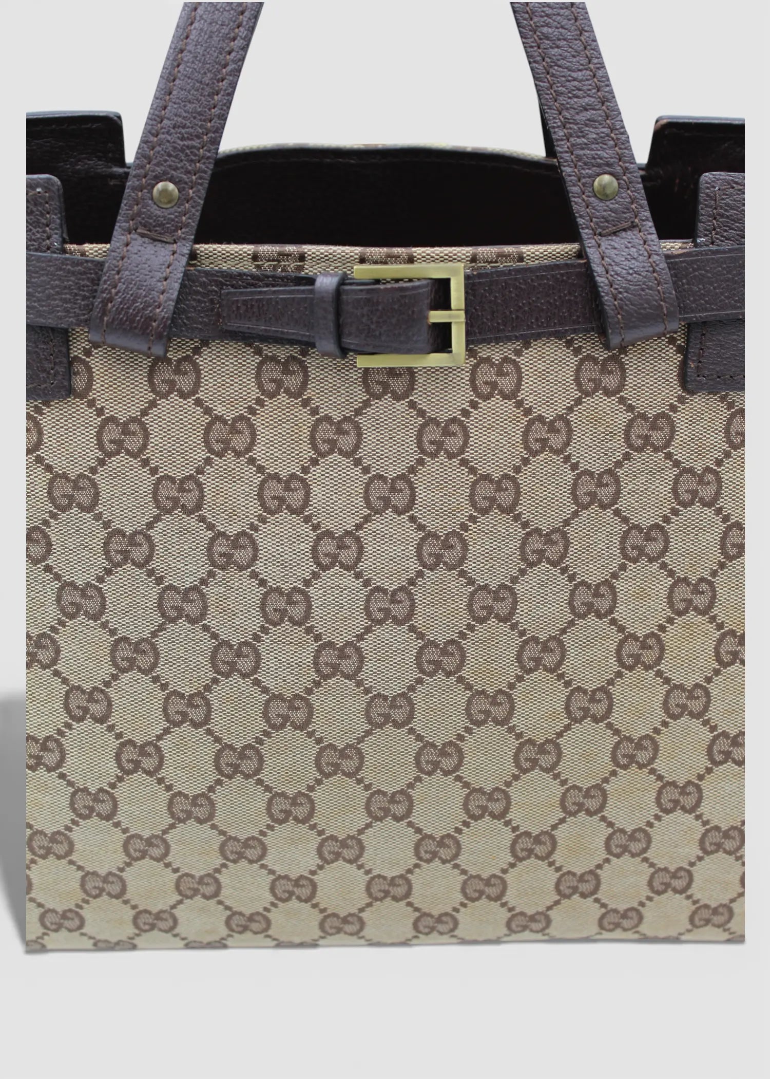 Preloved | Gucci GG Monogram Håndtaske med Brun Læder