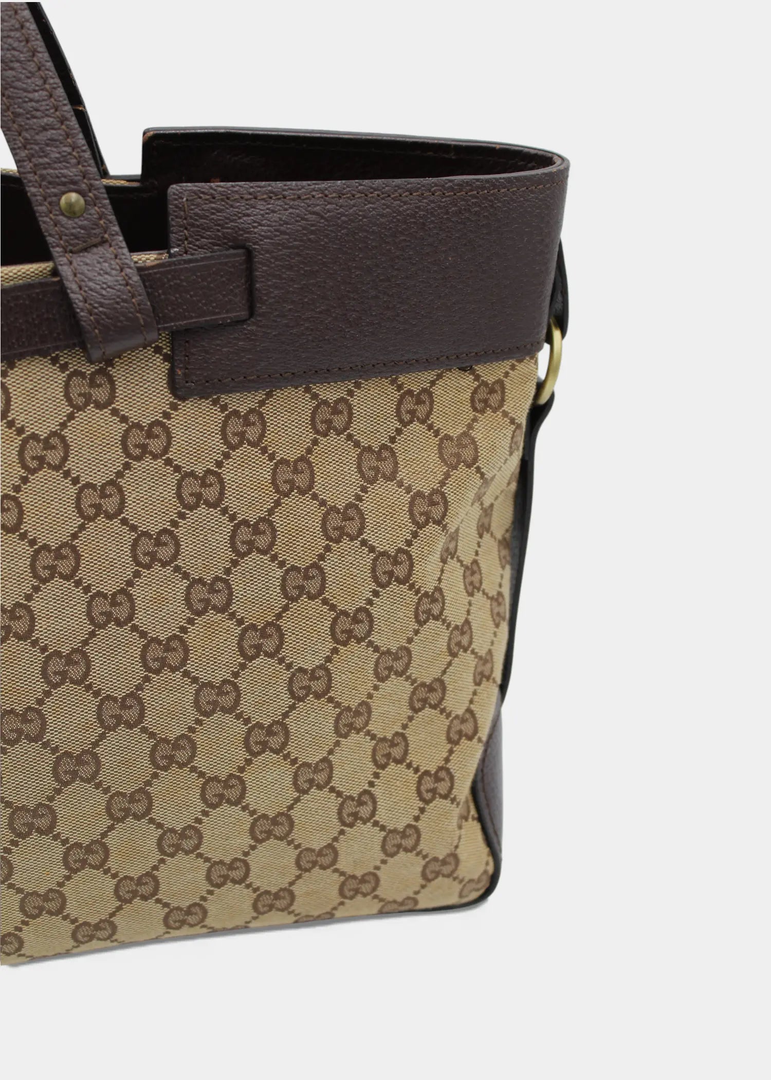 Preloved | Gucci GG Monogram Håndtaske med Brun Læder