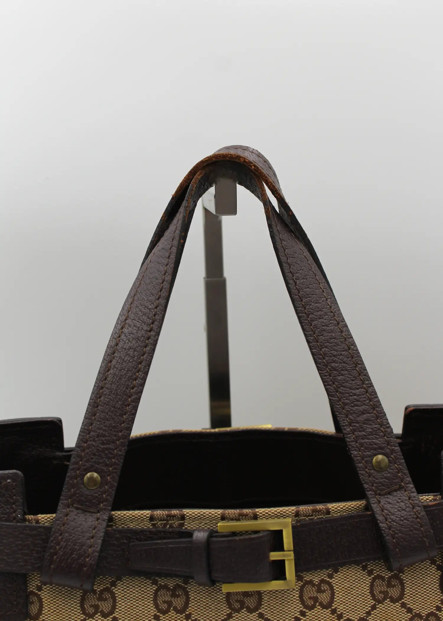 Preloved | Gucci GG Monogram Håndtaske med Brun Læder