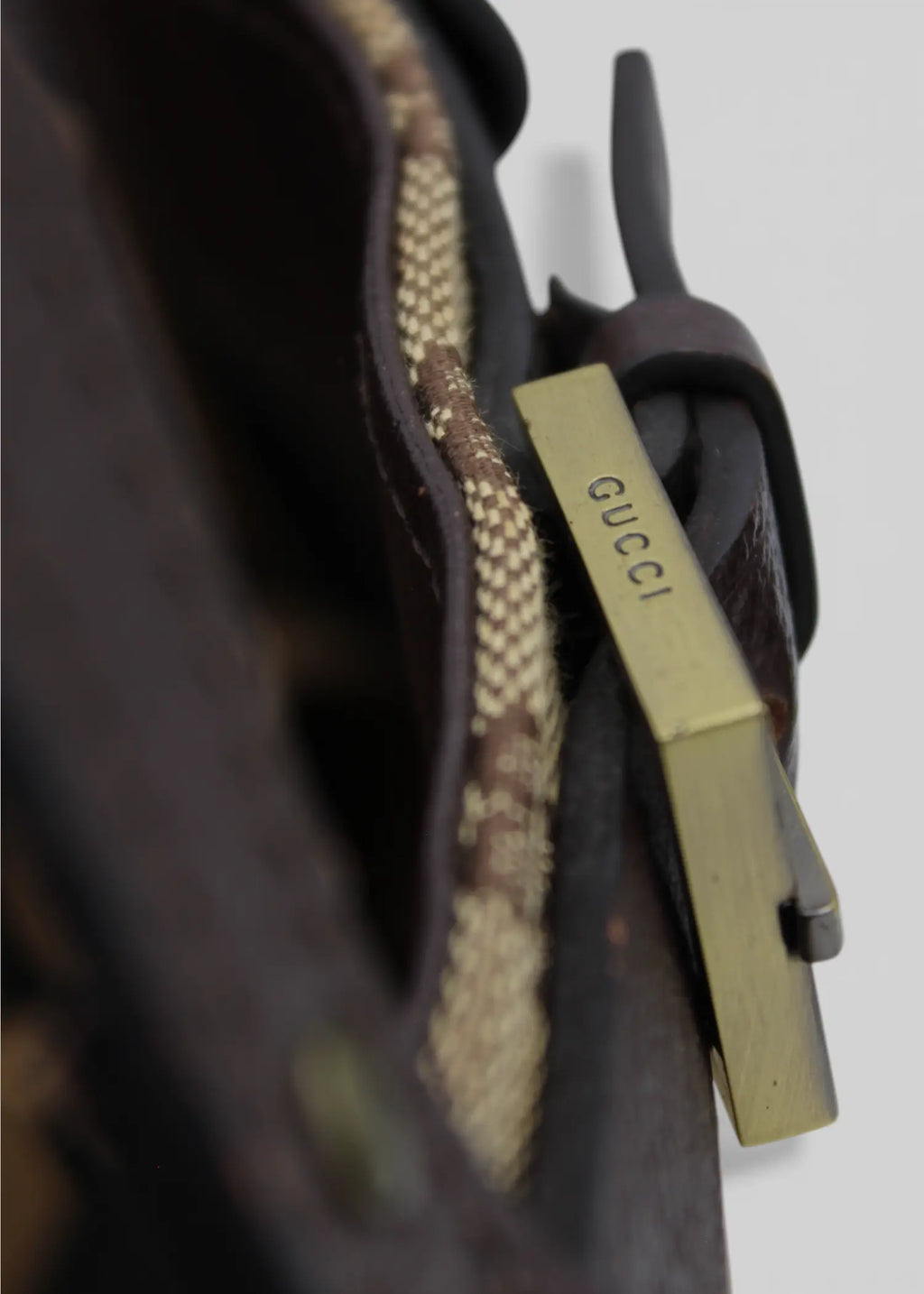 Preloved | Gucci GG Monogram Håndtaske med Brun Læder