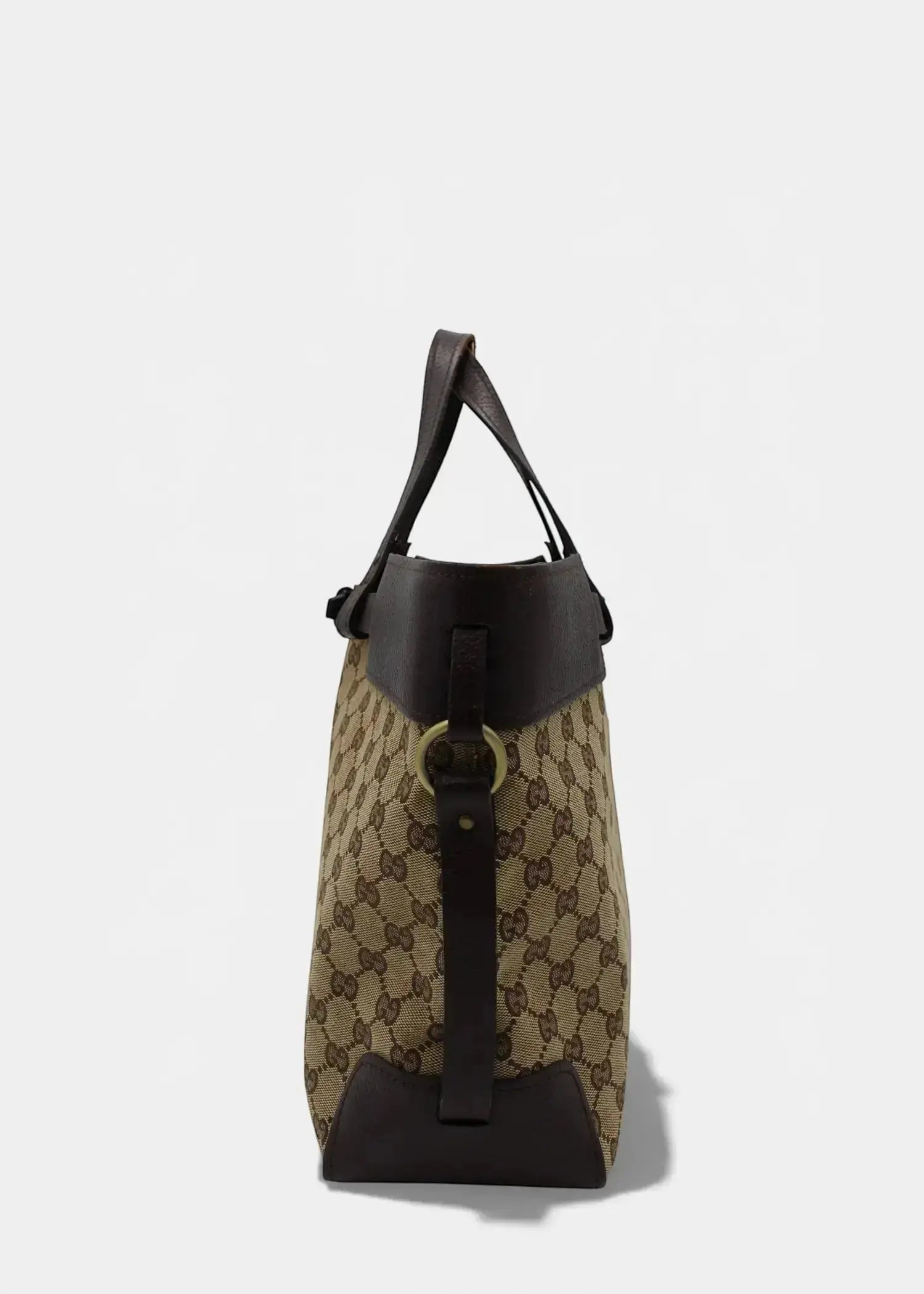 Preloved | Gucci GG Monogram Håndtaske med Brun Læder Gucci
