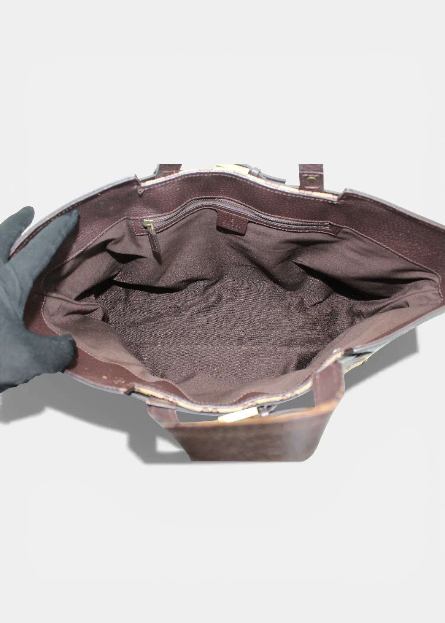 Preloved | Gucci GG Monogram Håndtaske med Brun Læder