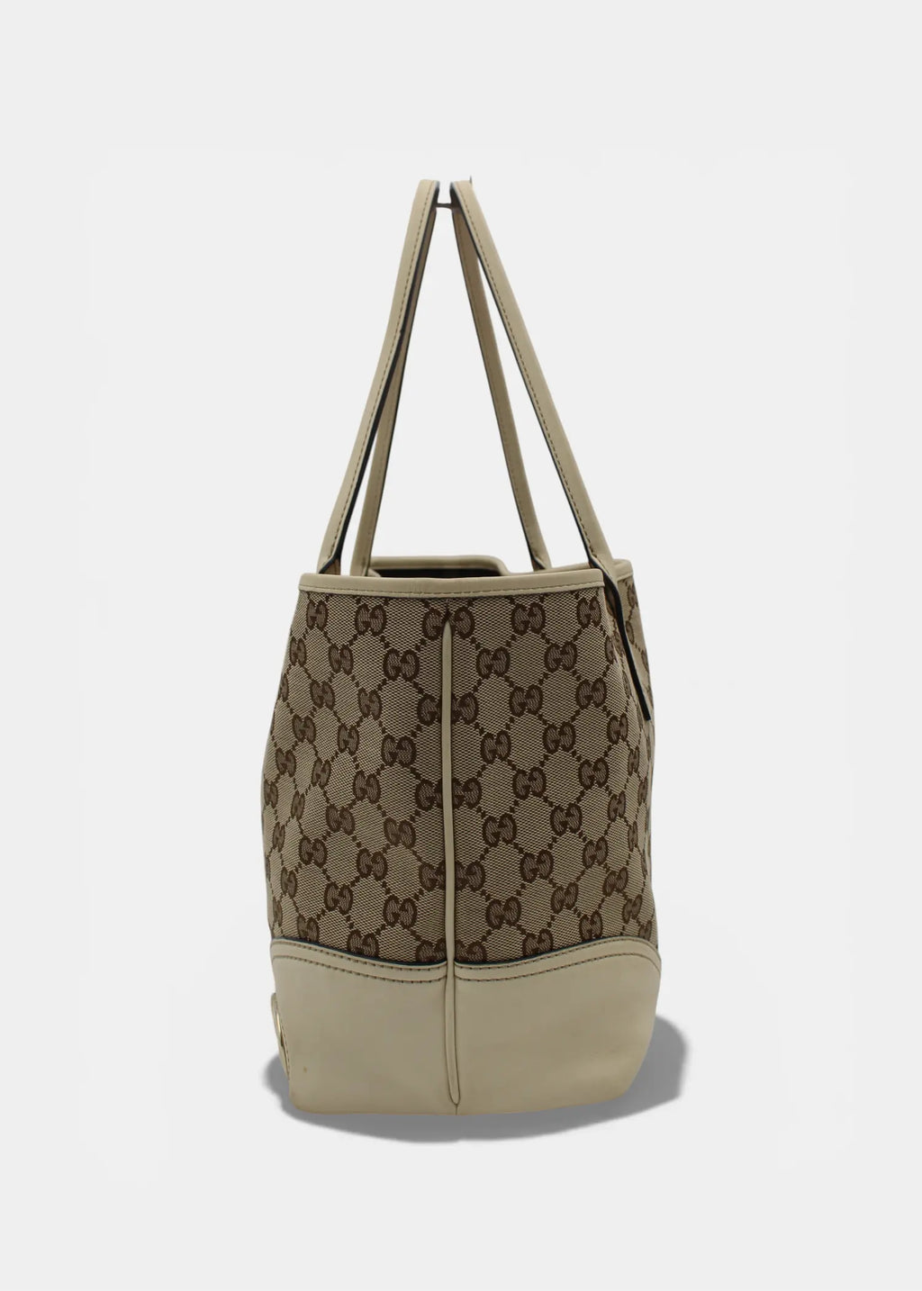 Preloved | Gucci GG Monogram Totebag med Hvid Læder & Guld Hardware