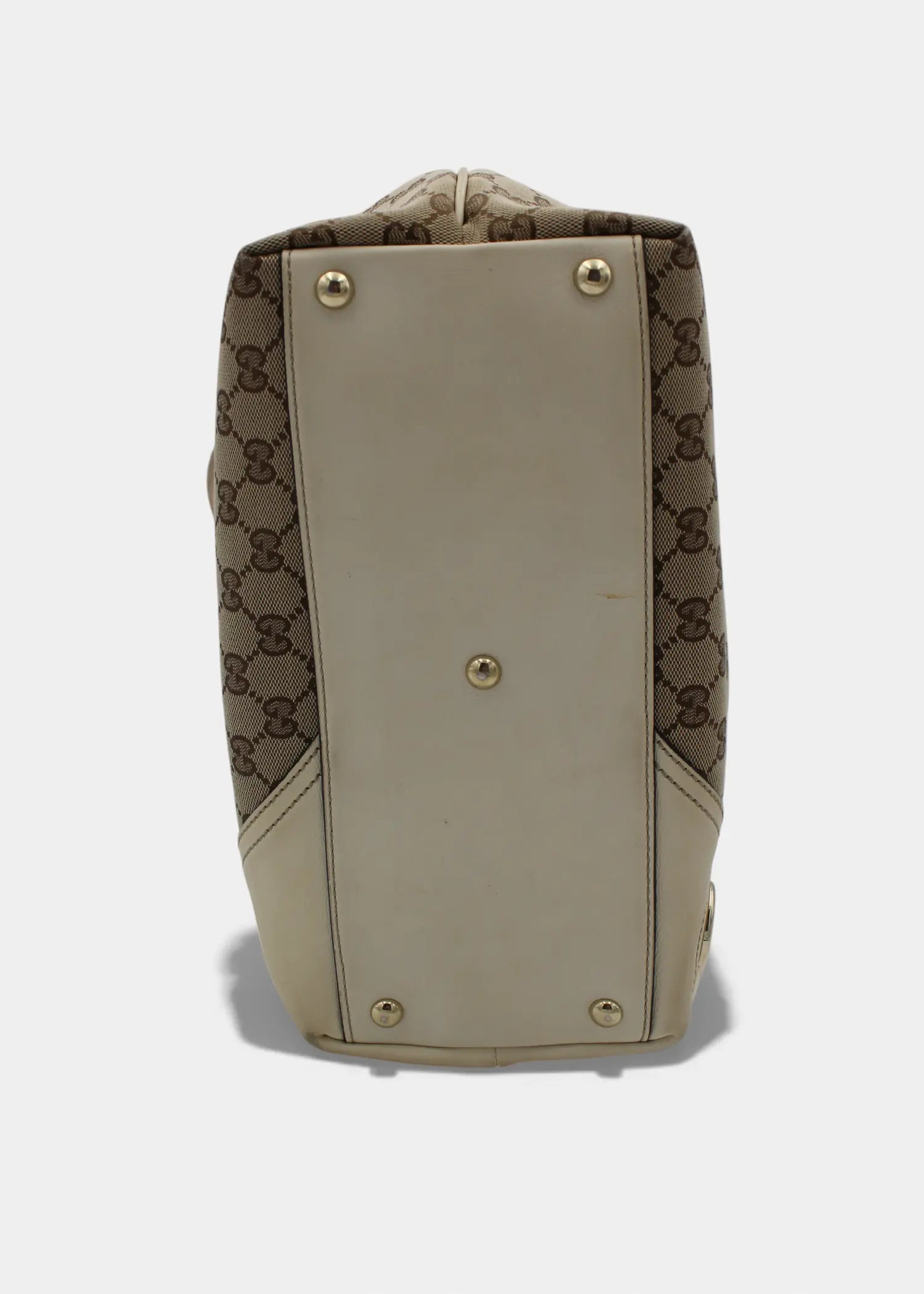 Preloved | Gucci GG Monogram Totebag med Hvid Læder & Guld Hardware