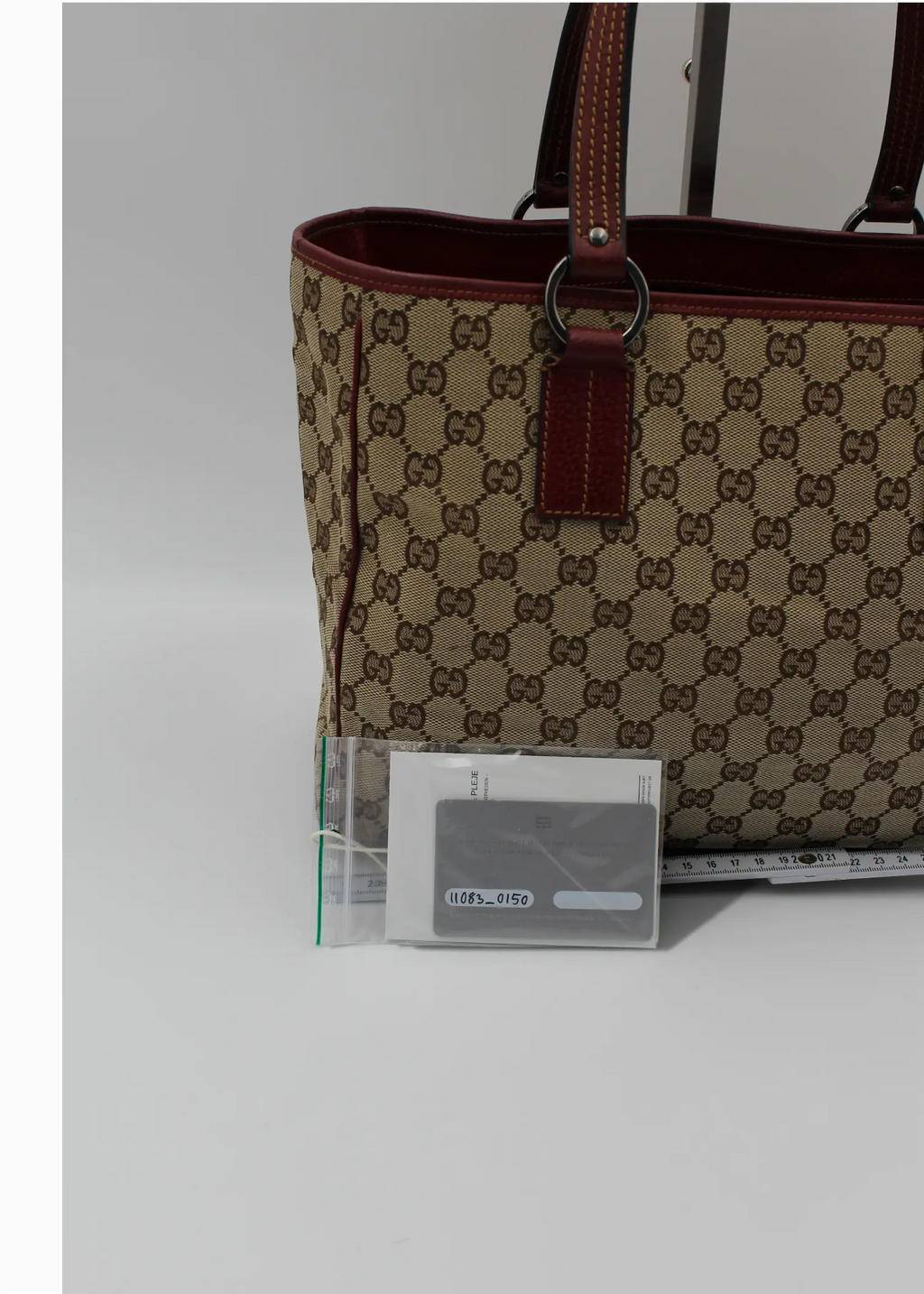 Preloved | Gucci GG Monogram Totebag med Rød Læder