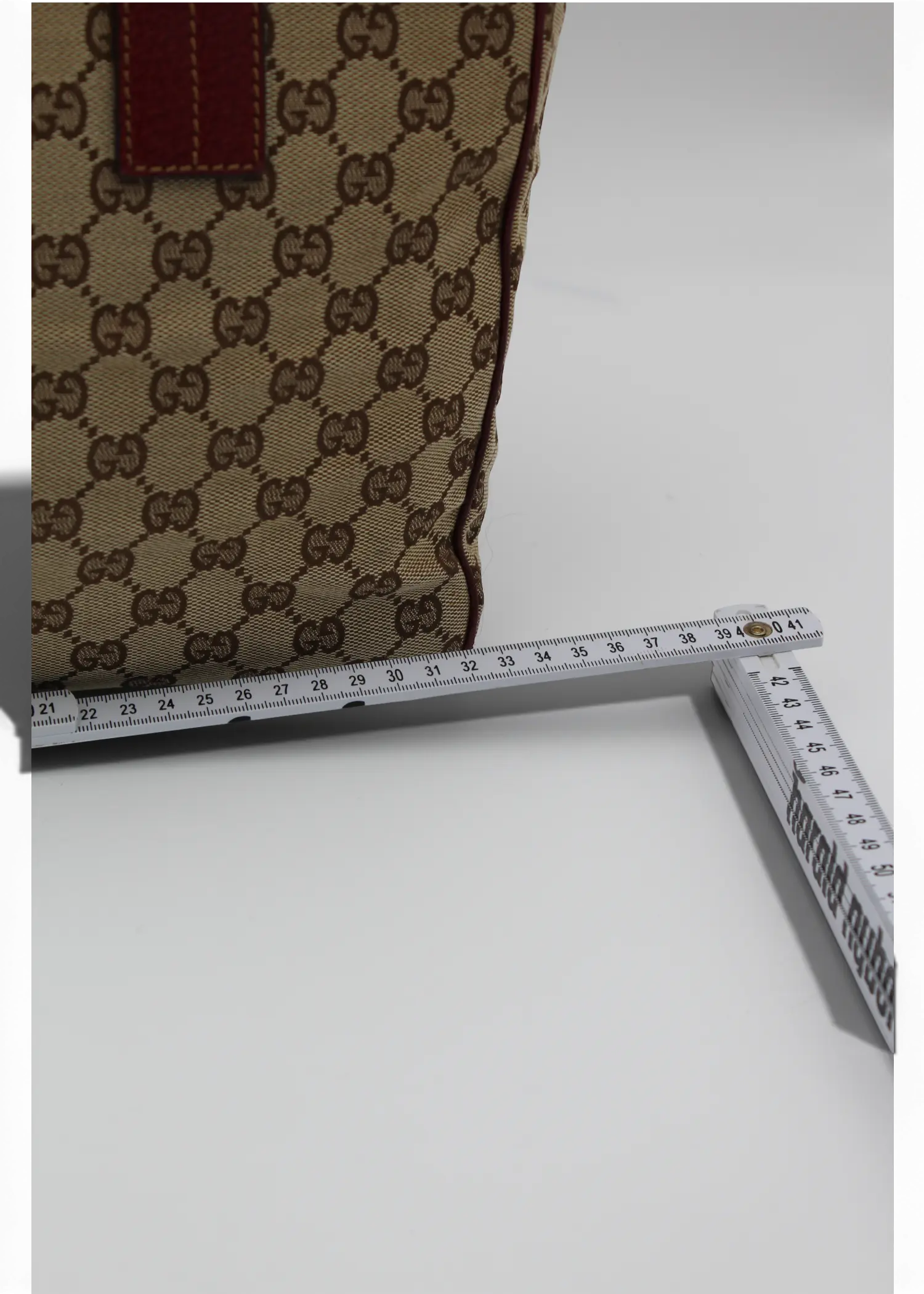 Preloved | Gucci GG Monogram Totebag med Rød Læder