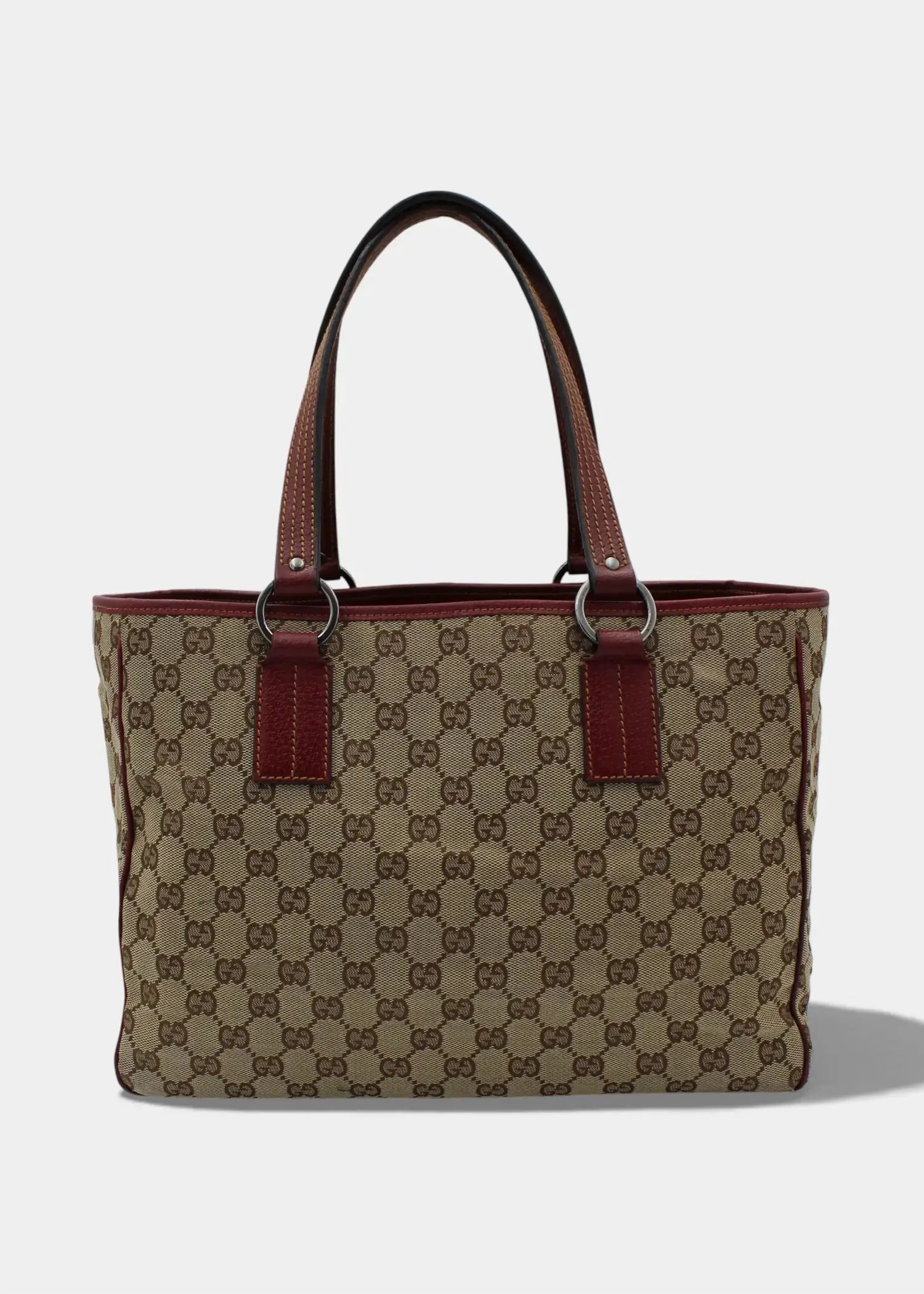 Preloved | Gucci GG Monogram Totebag med Rød Læder Gucci