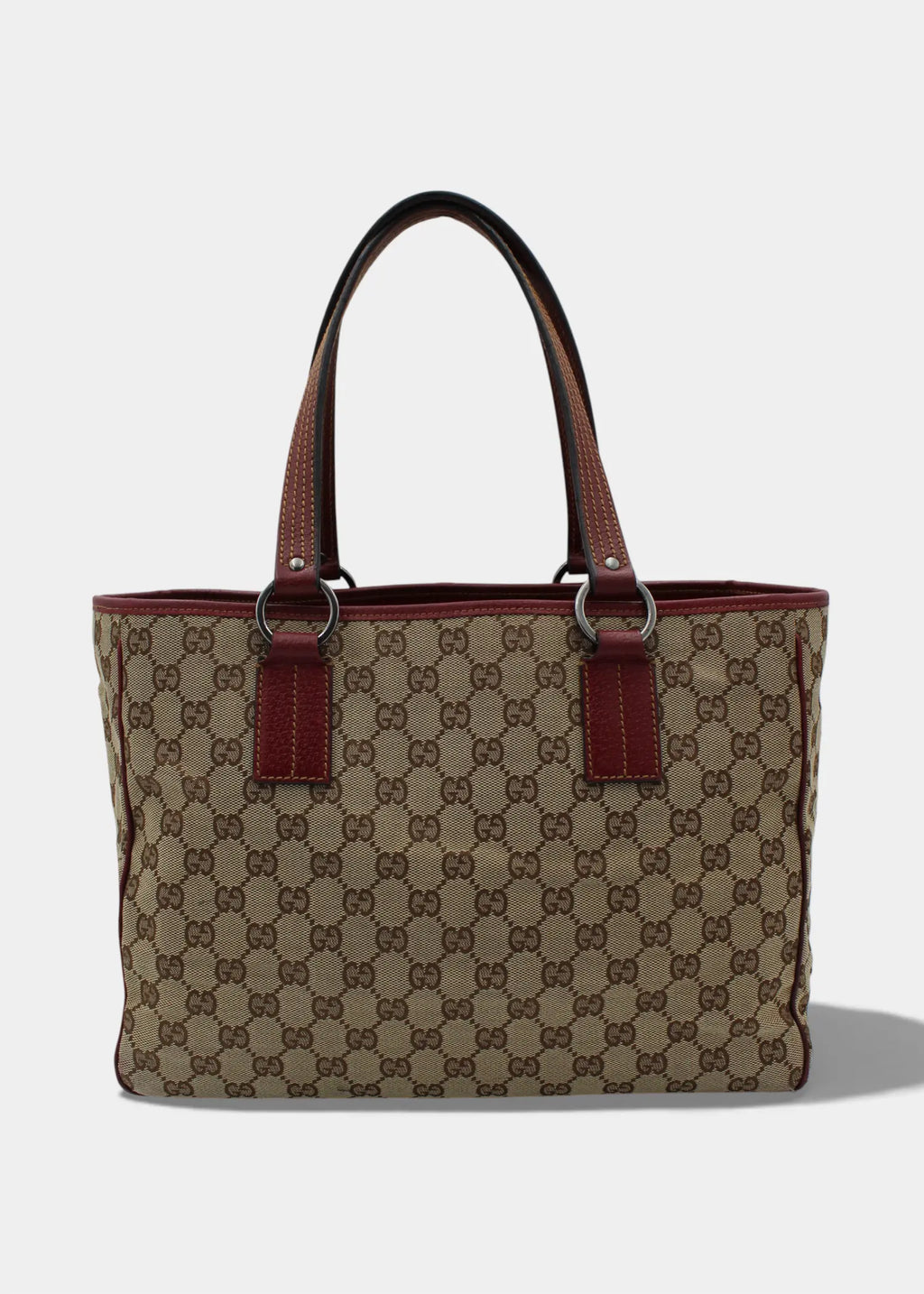 Preloved | Gucci GG Monogram Totebag med Rød Læder