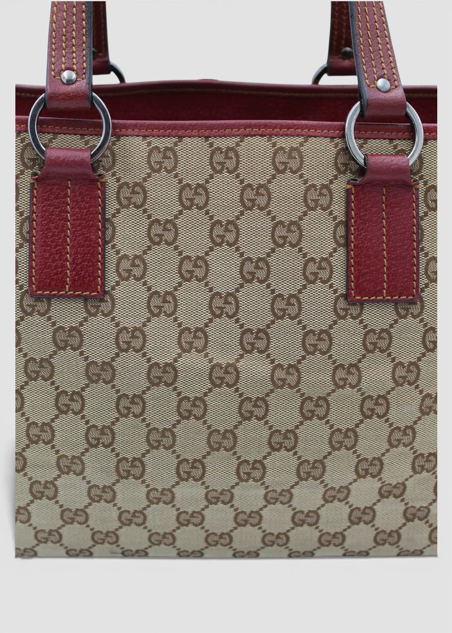 Preloved | Gucci GG Monogram Totebag med Rød Læder