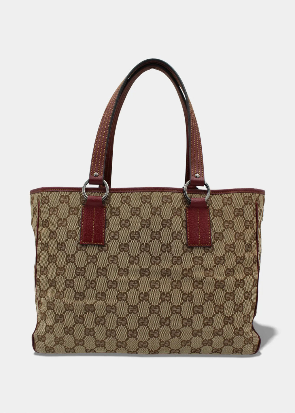 Preloved | Gucci GG Monogram Totebag med Rød Læder