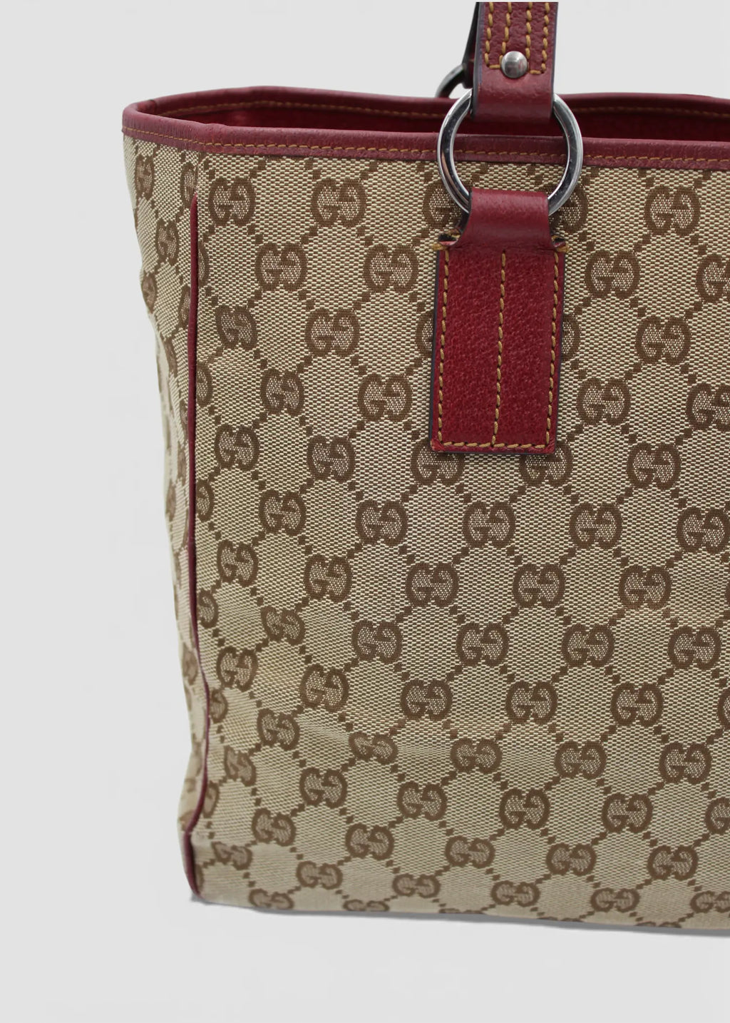 Preloved | Gucci GG Monogram Totebag med Rød Læder