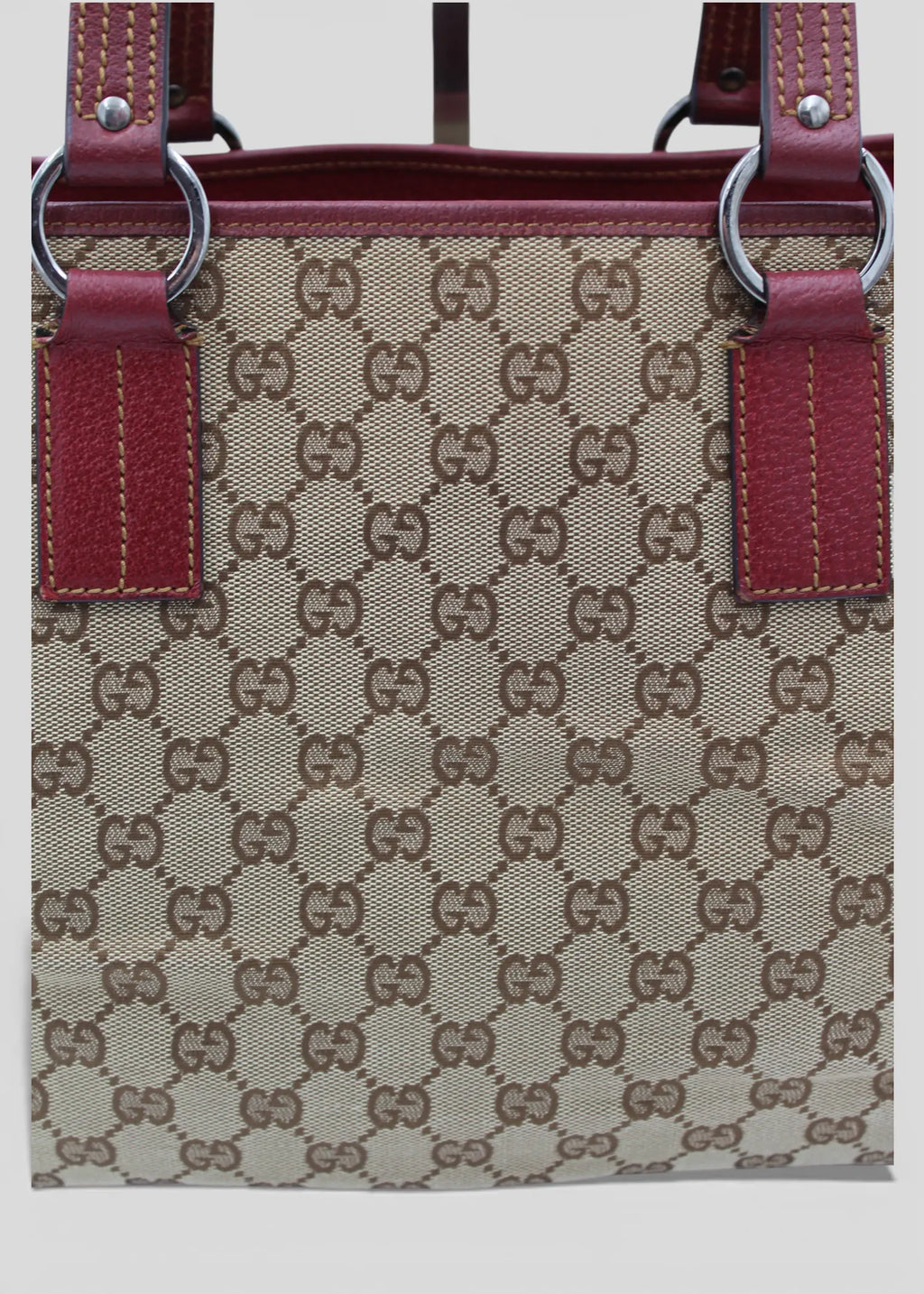 Preloved | Gucci GG Monogram Totebag med Rød Læder