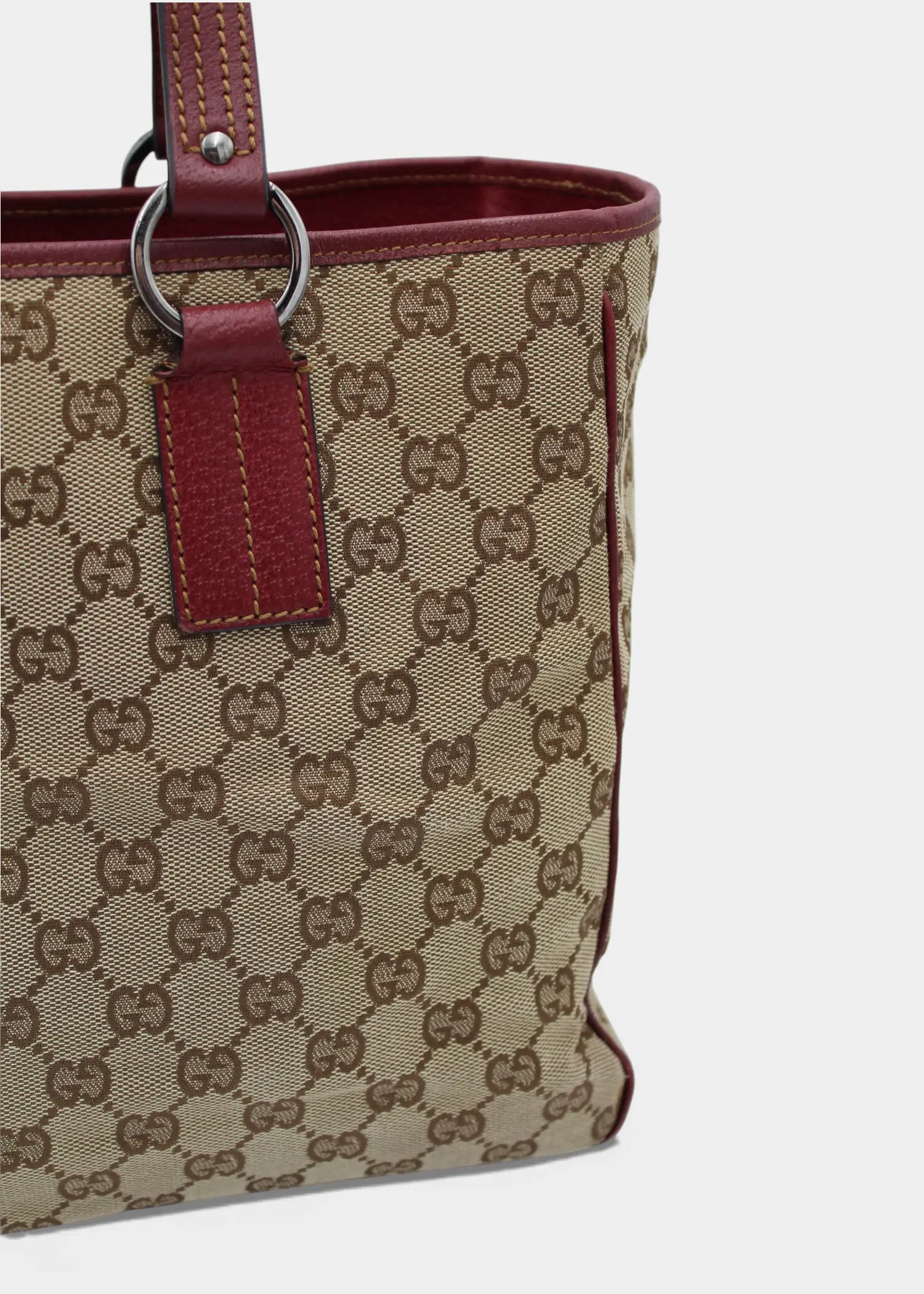 Preloved | Gucci GG Monogram Totebag med Rød Læder