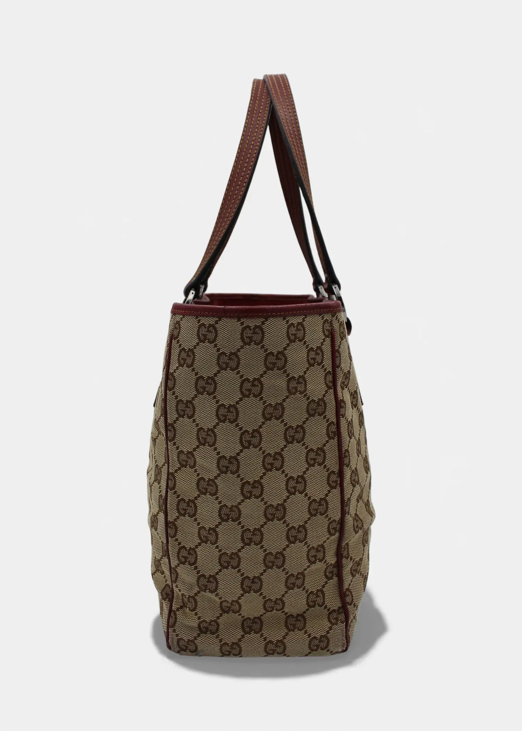 Preloved | Gucci GG Monogram Totebag med Rød Læder