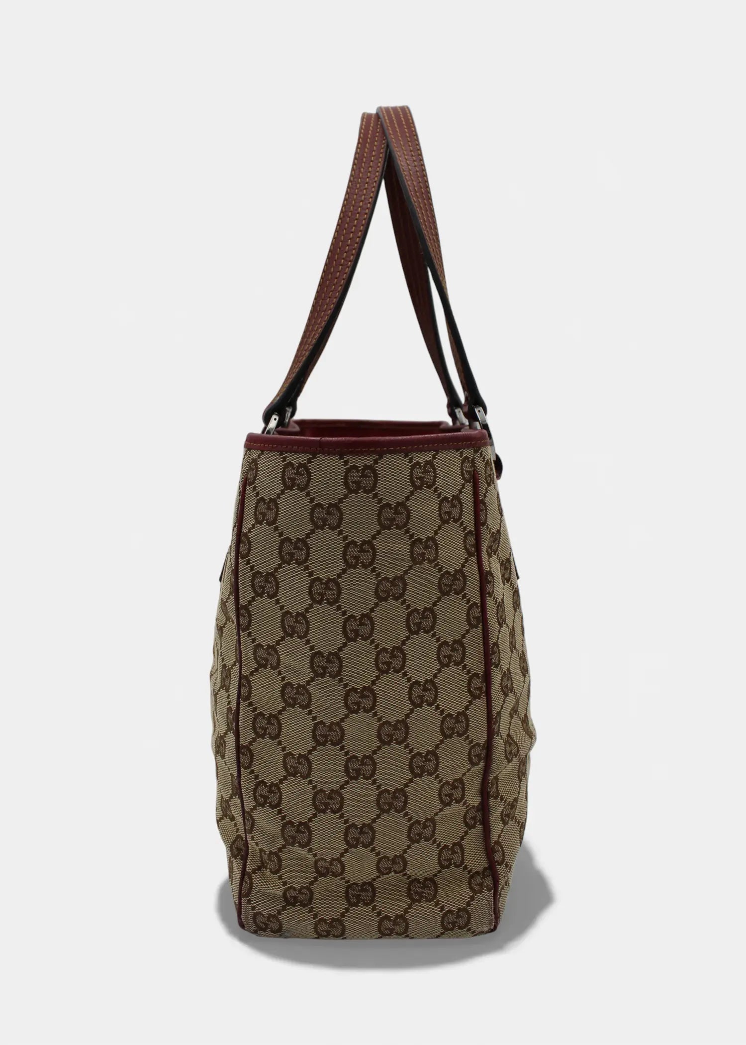 Preloved | Gucci GG Monogram Totebag med Rød Læder