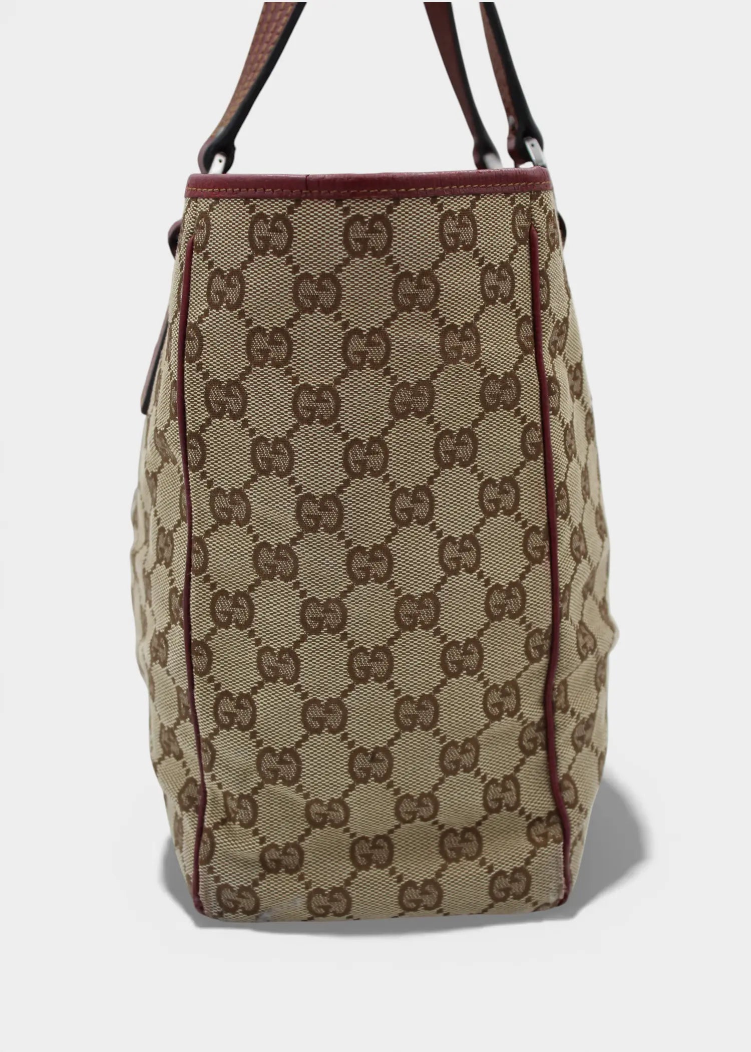 Preloved | Gucci GG Monogram Totebag med Rød Læder