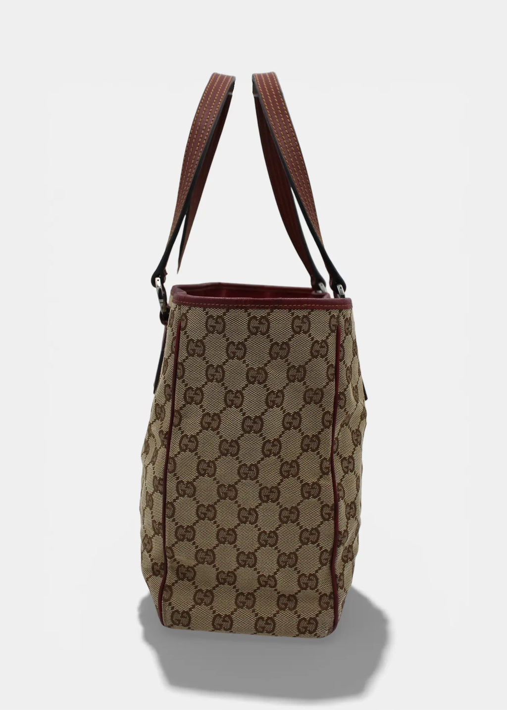 Preloved | Gucci GG Monogram Totebag med Rød Læder