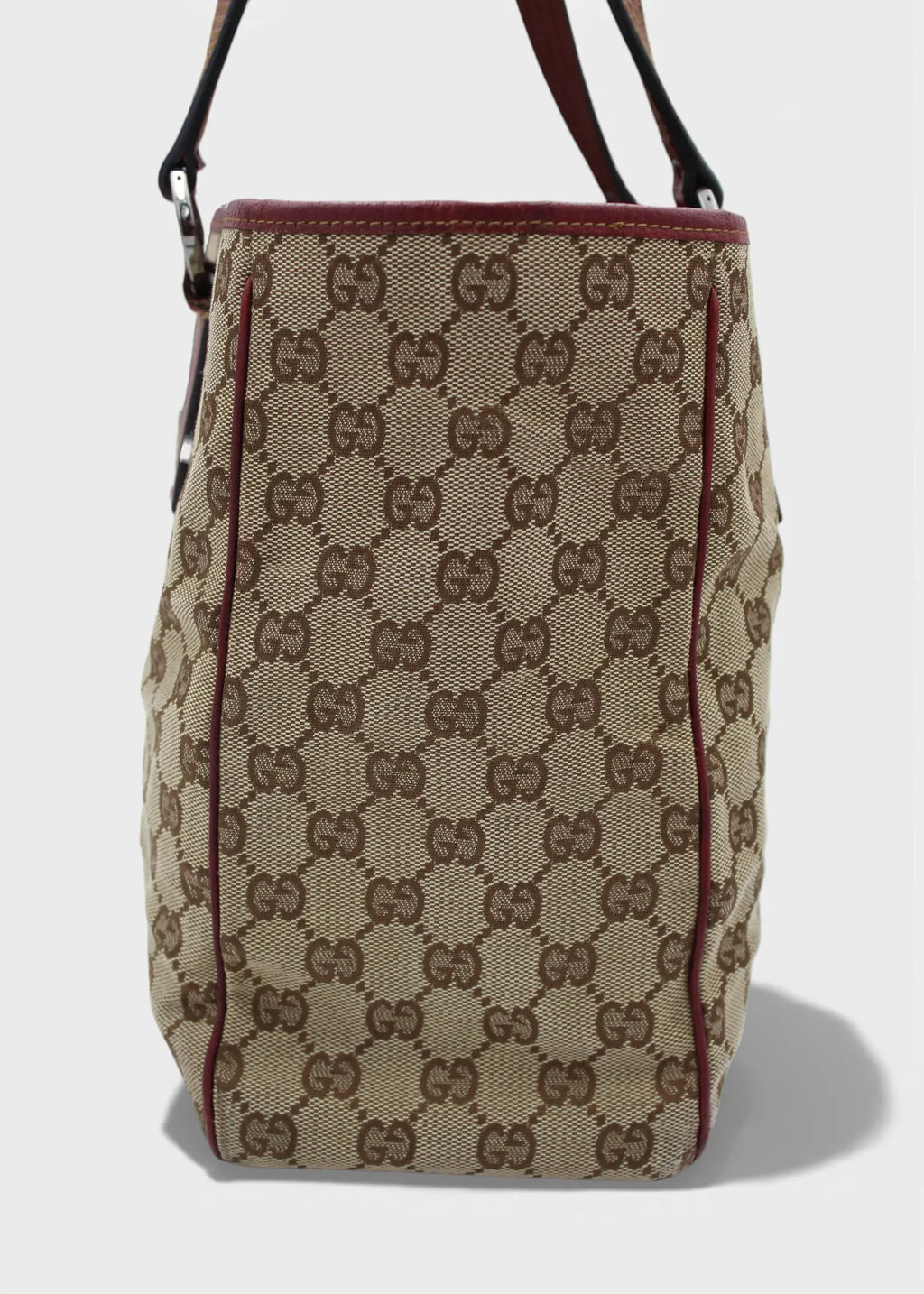 Preloved | Gucci GG Monogram Totebag med Rød Læder