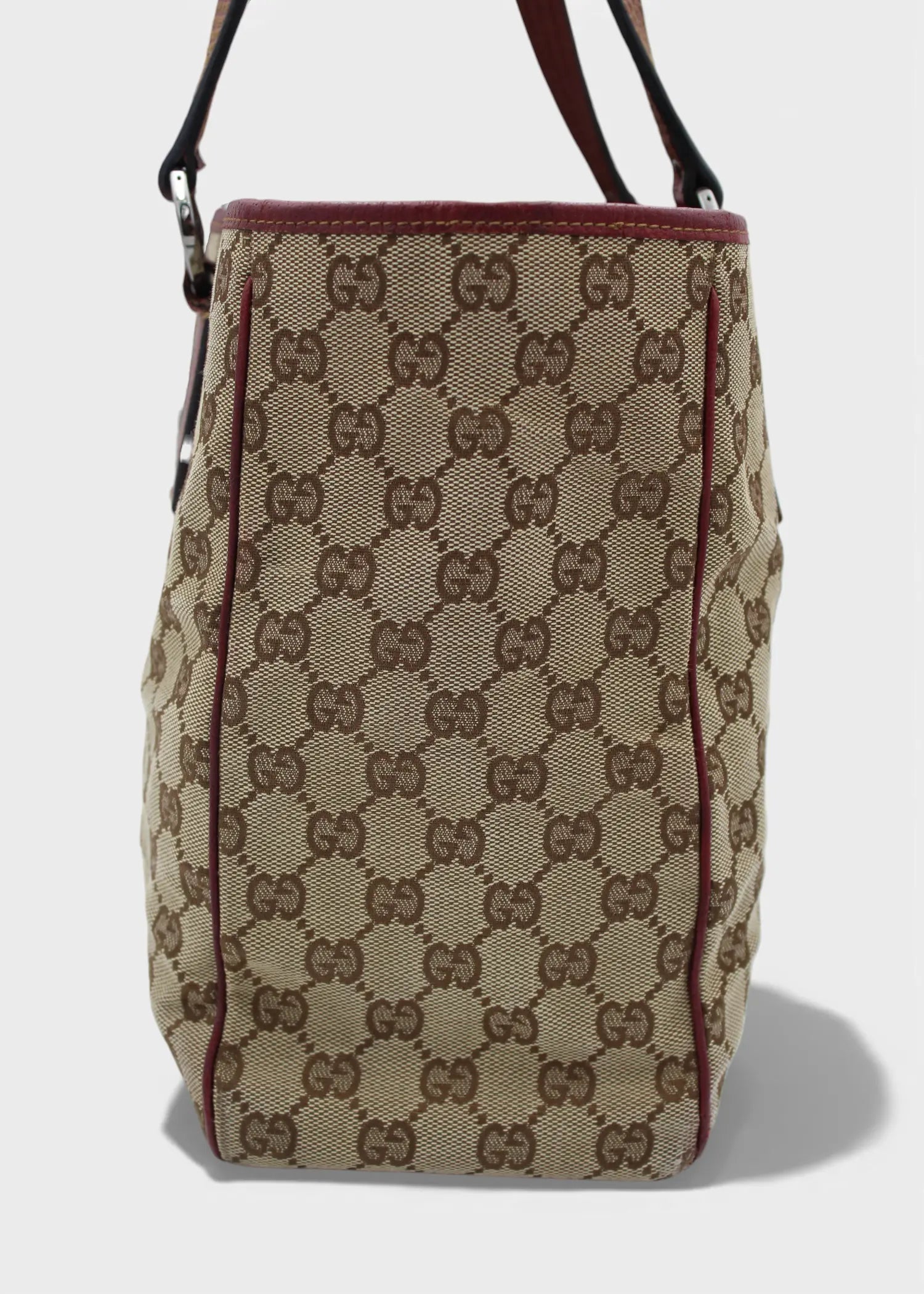 Preloved | Gucci GG Monogram Totebag med Rød Læder