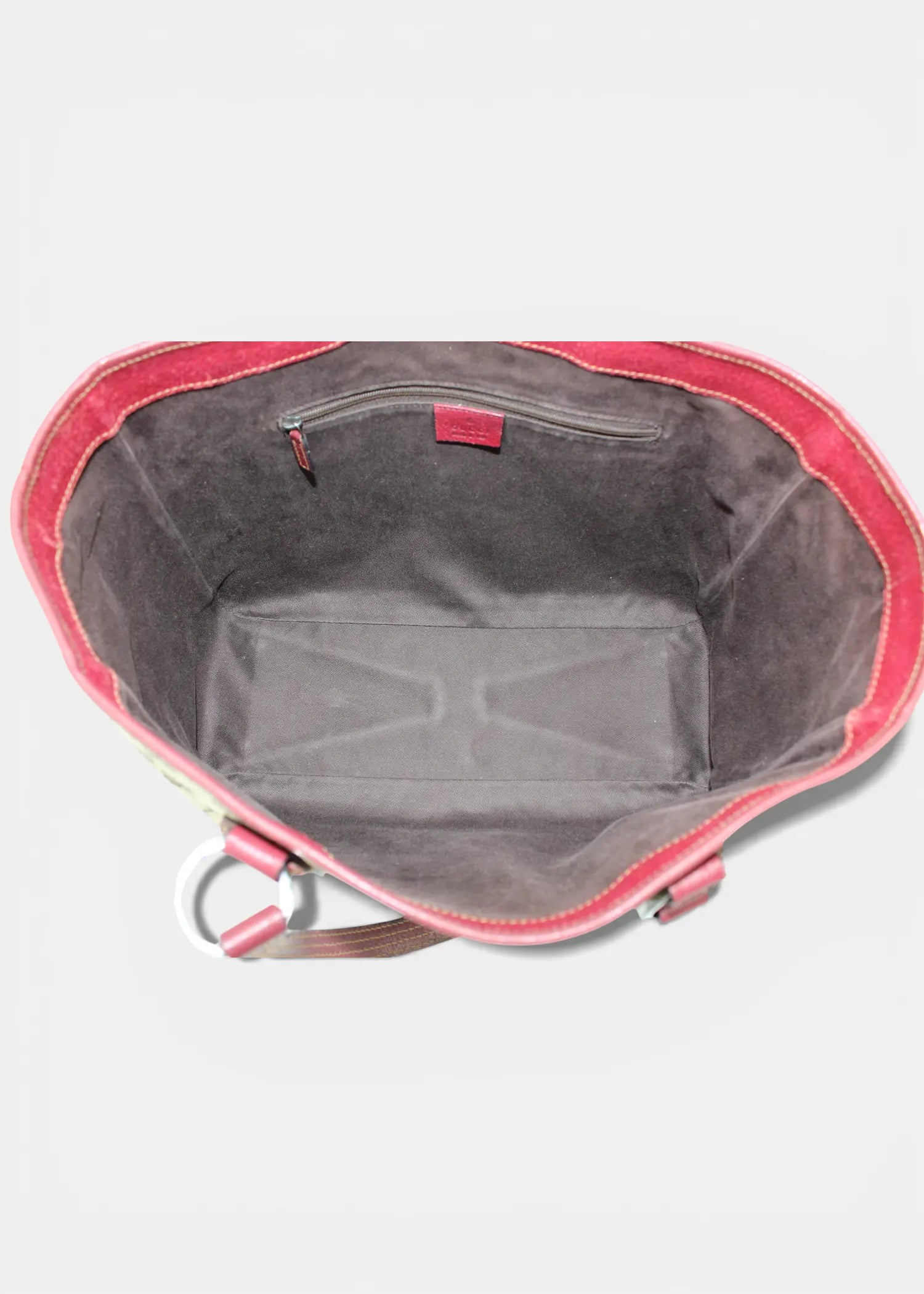 Preloved | Gucci GG Monogram Totebag med Rød Læder