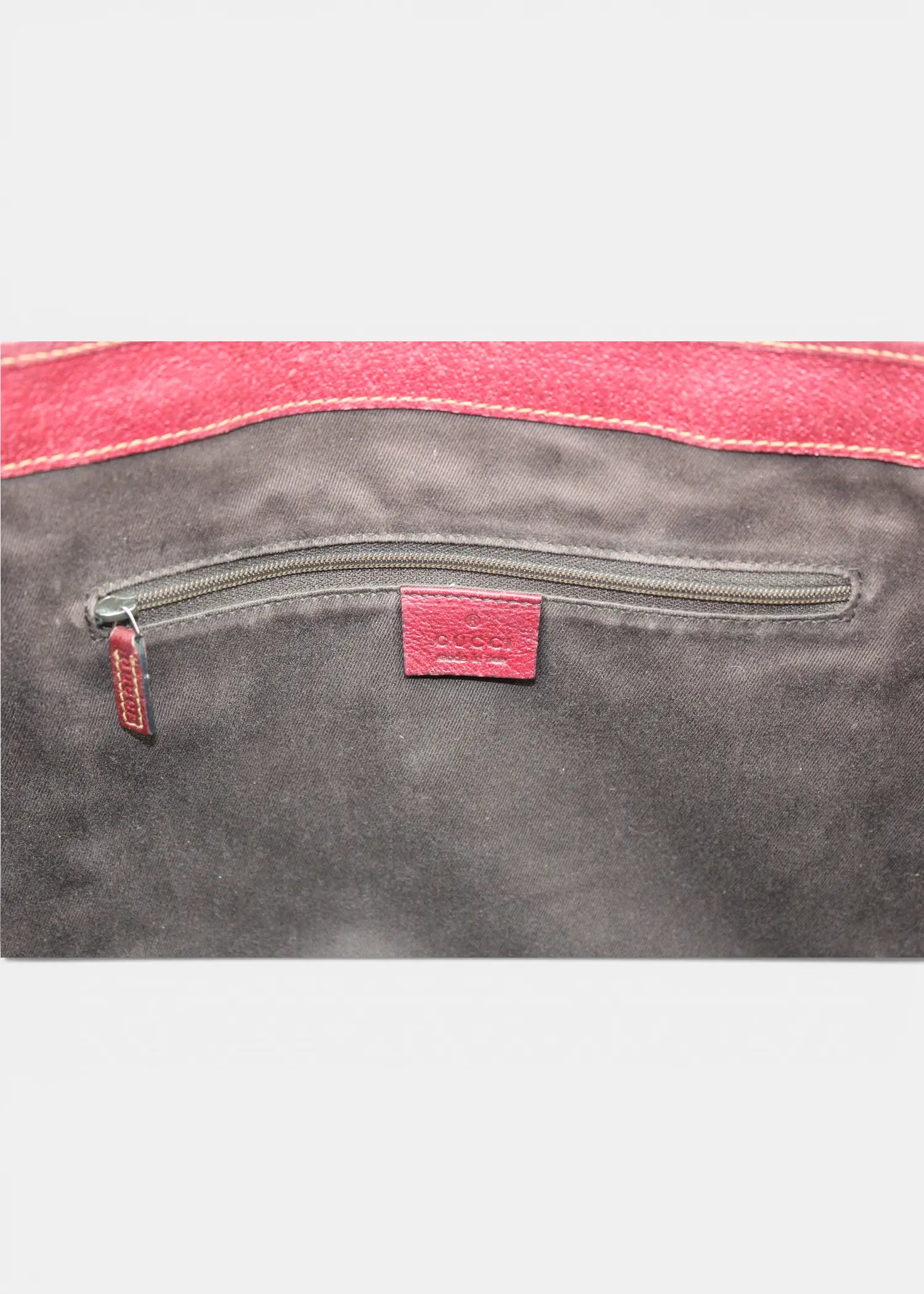 Preloved | Gucci GG Monogram Totebag med Rød Læder