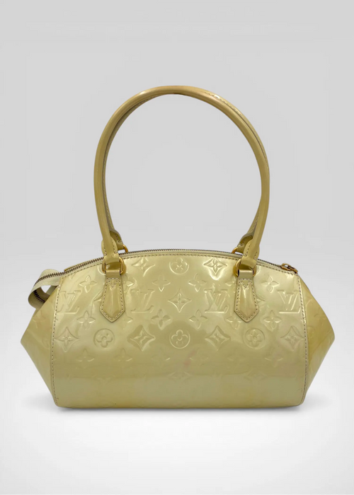 Preloved | Louis Vuitton Monogram Vernis Sherwood PM Håndtaske i Beige Louis Vuitton