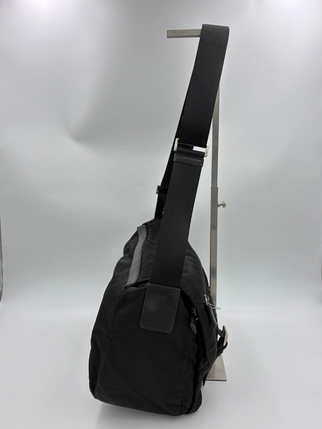 (11174_0418) PRADA Nylon Messenger Crossbody Sort (PERSONLIG TASKE) Prada