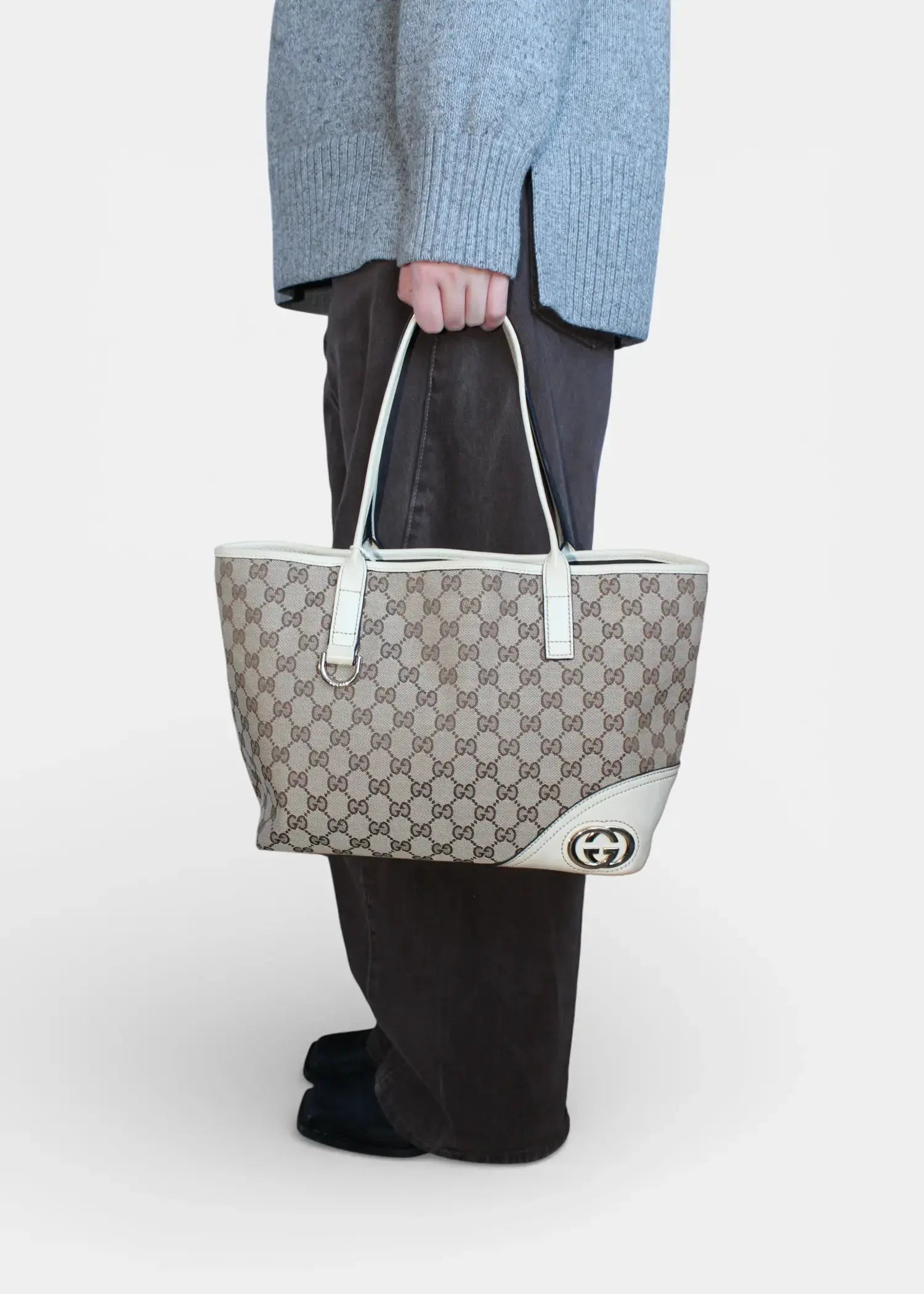 Preloved | Gucci GG Monogram Totebag i Brun med Guld Hardware